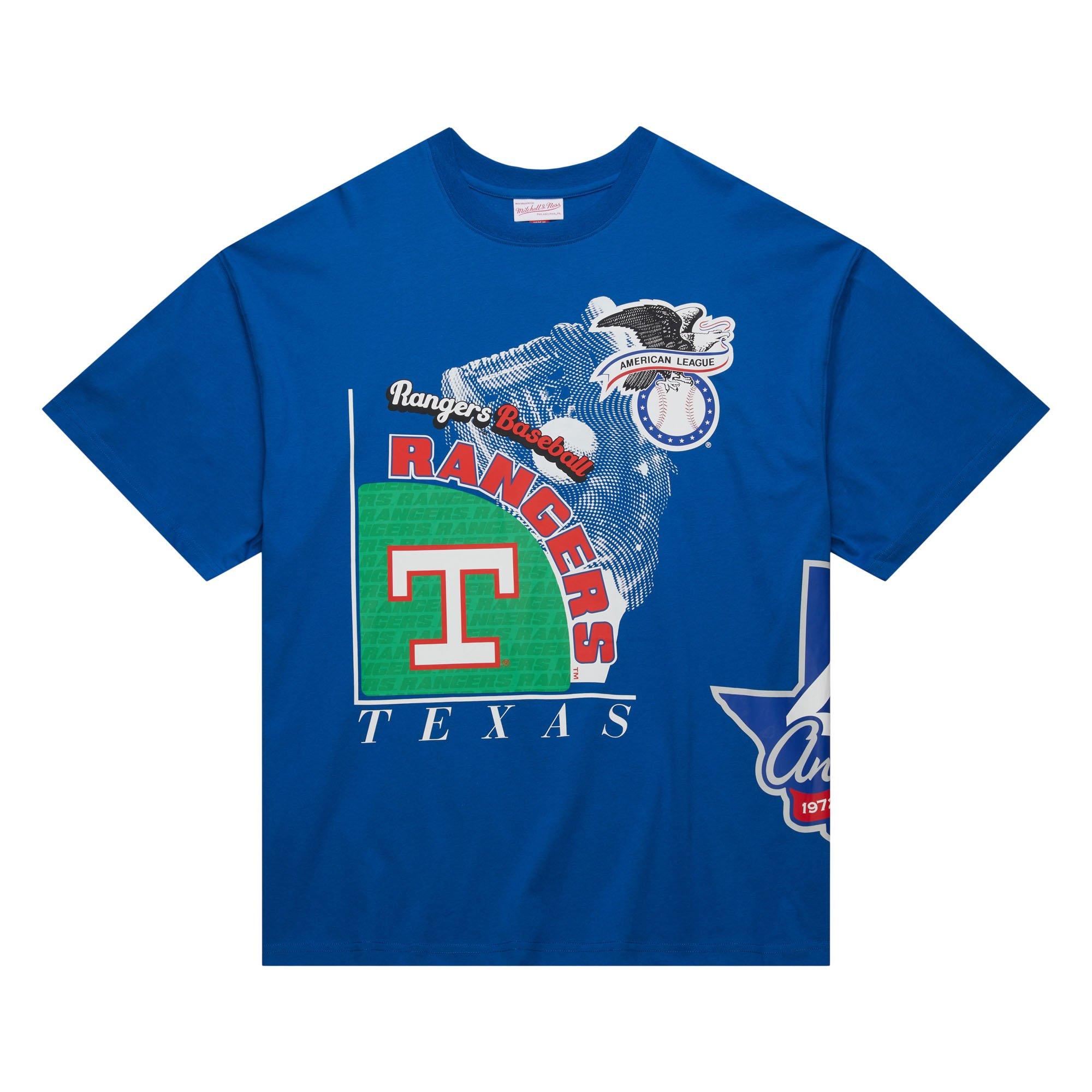 Mitchell & Ness Men's Texas Rangers Logo Blast Short Sleeve Top - ROYAL Thumbnail View 1