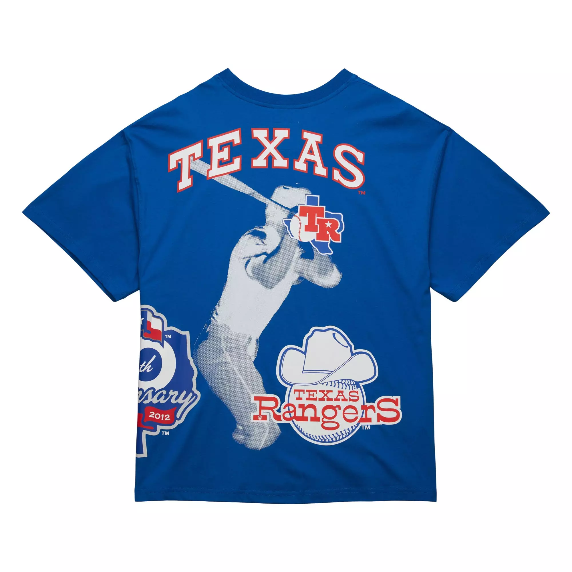 Mitchell & Ness Men's Texas Rangers Logo Blast Short Sleeve Top - ROYAL