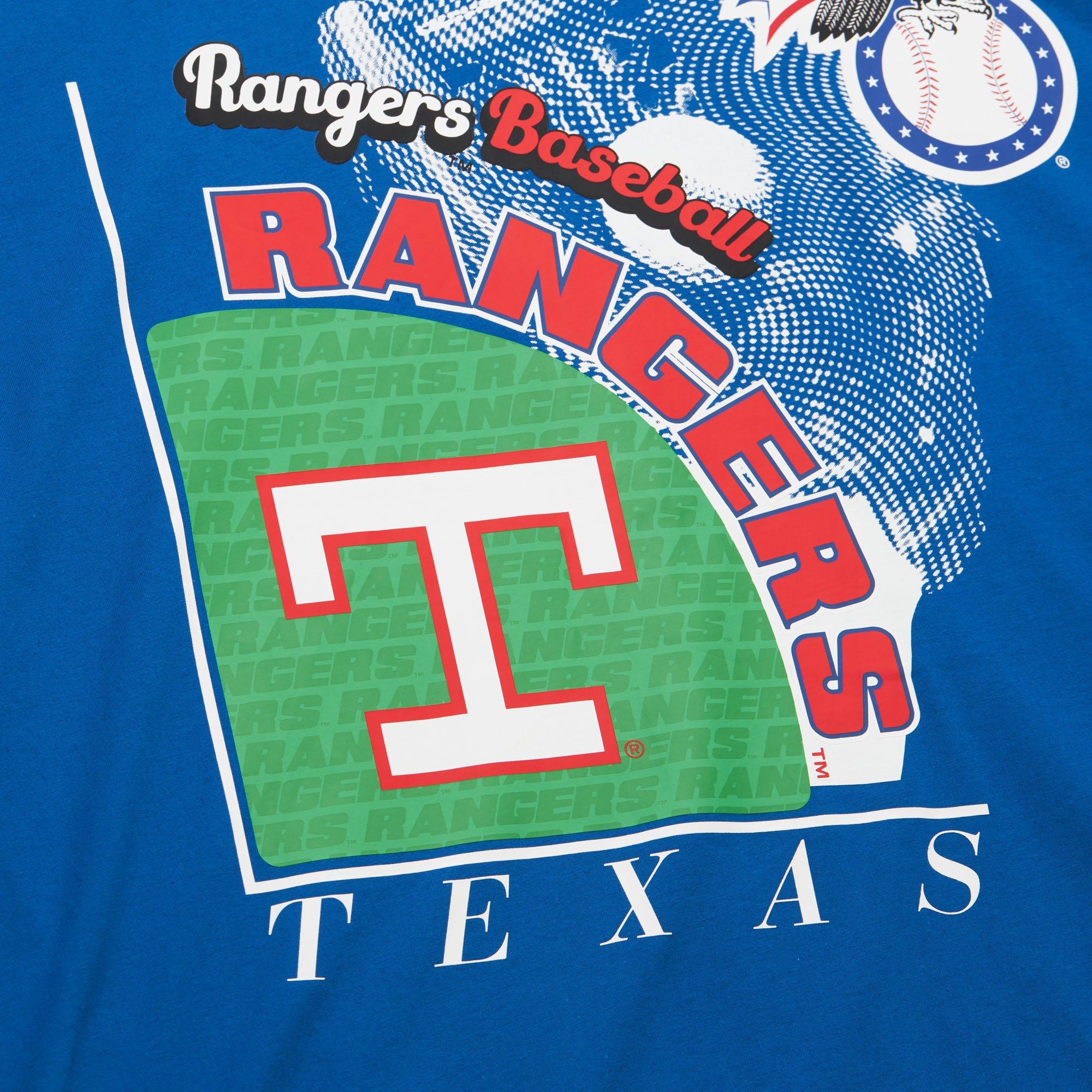 Mitchell & Ness Men's Texas Rangers Logo Blast Short Sleeve Top - ROYAL Thumbnail View 4