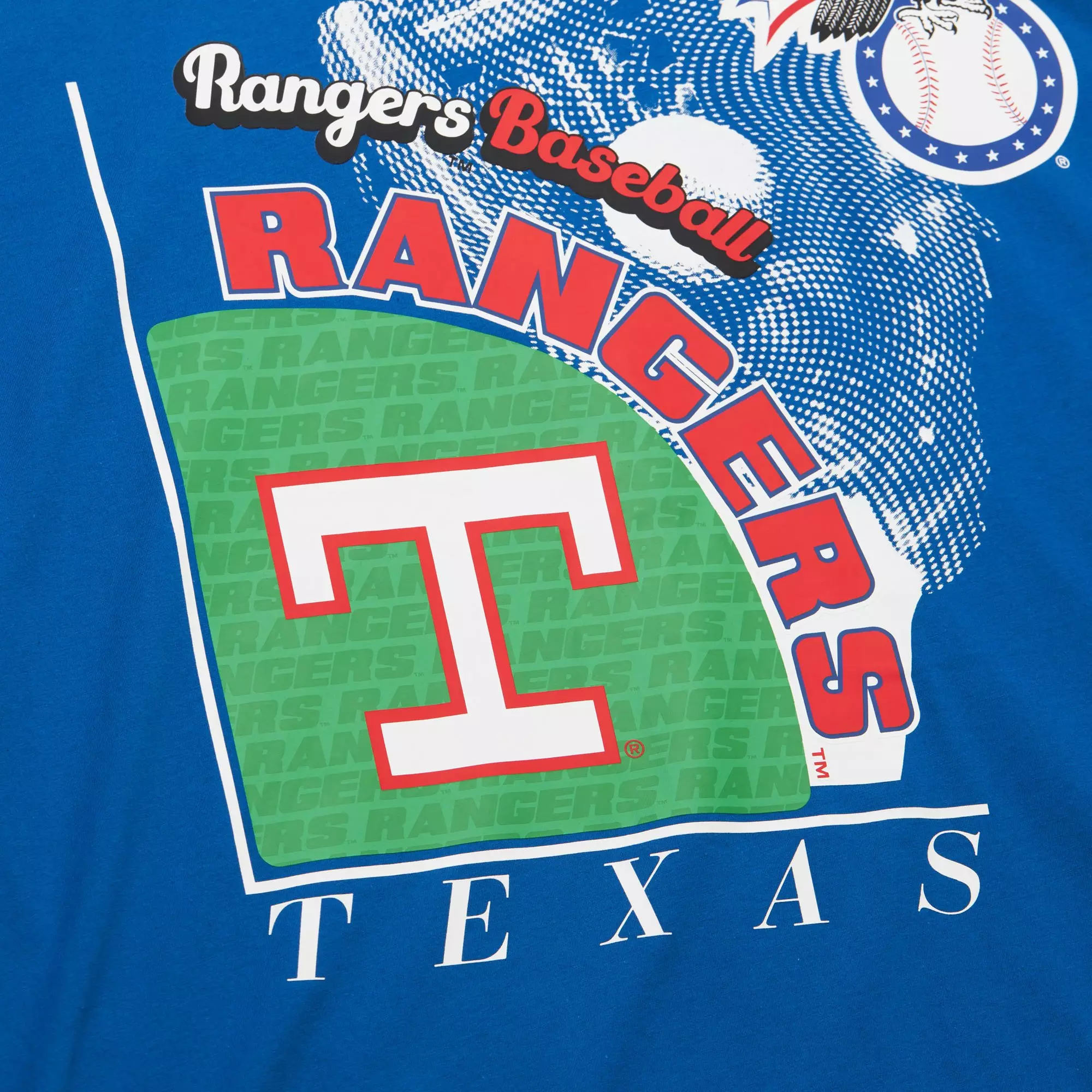 Mitchell & Ness Men's Texas Rangers Logo Blast Short Sleeve Top - ROYAL