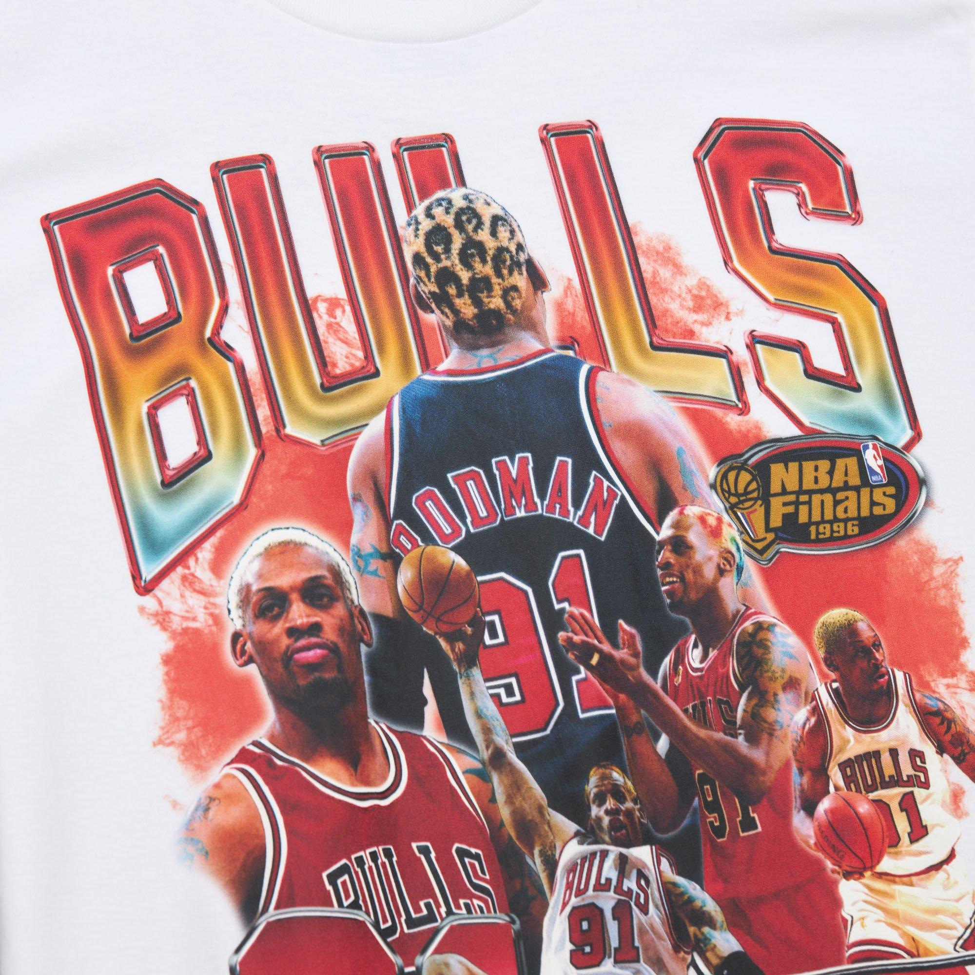 Mitchell & Ness Men's D. Rodman Chicago Bulls Short Sleeve Top - WHITE Thumbnail View 3
