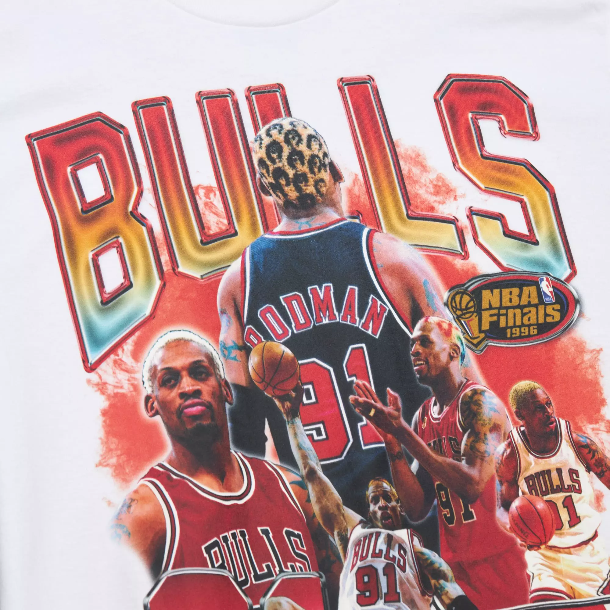 Mitchell & Ness Men's D. Rodman Chicago Bulls Short Sleeve Top - WHITE