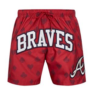 Pro Standard Men's Atlanta Braves Playing Cards Shorts-Red