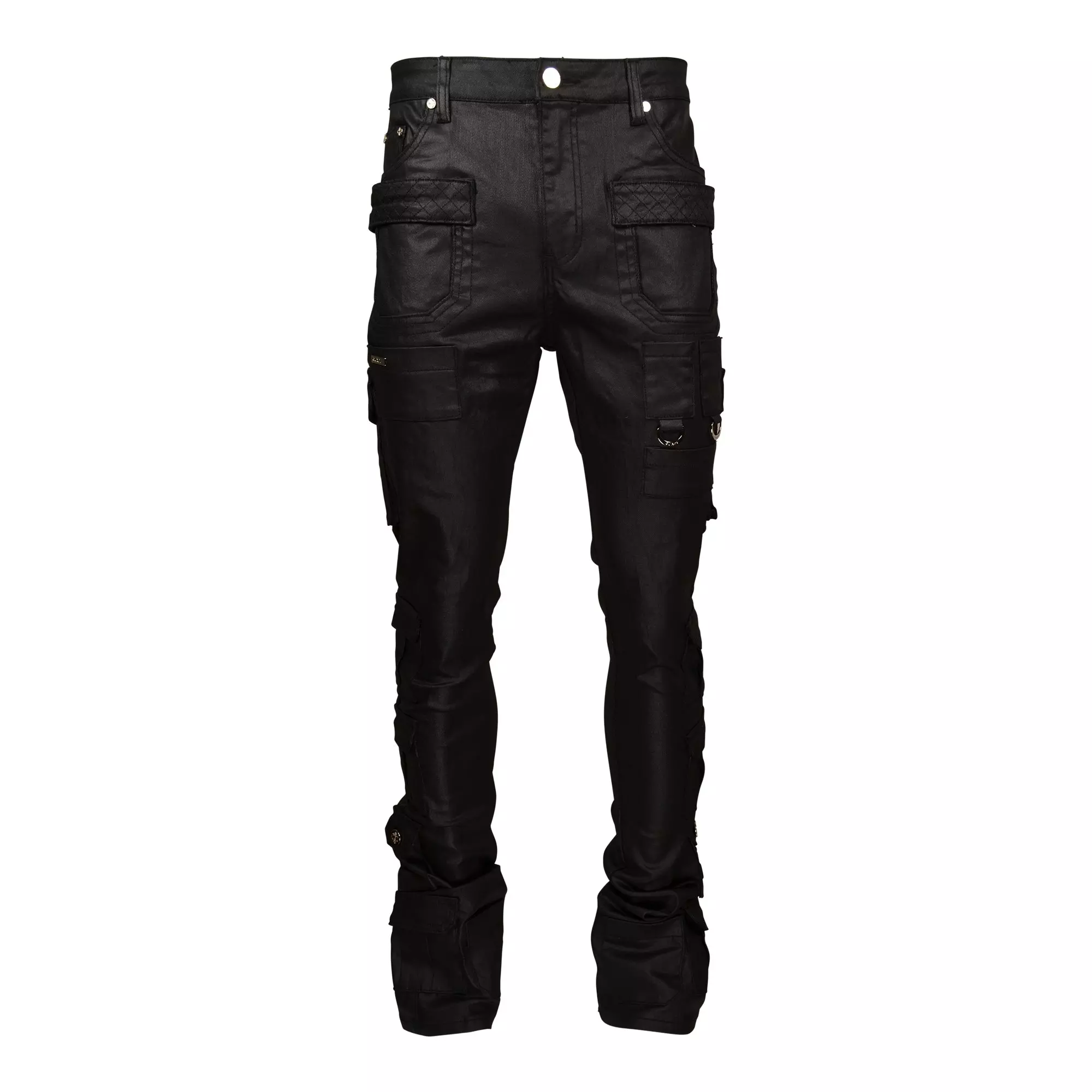 Guapi Men's Tactical Stacked Denim Jeans - Black - BLACK