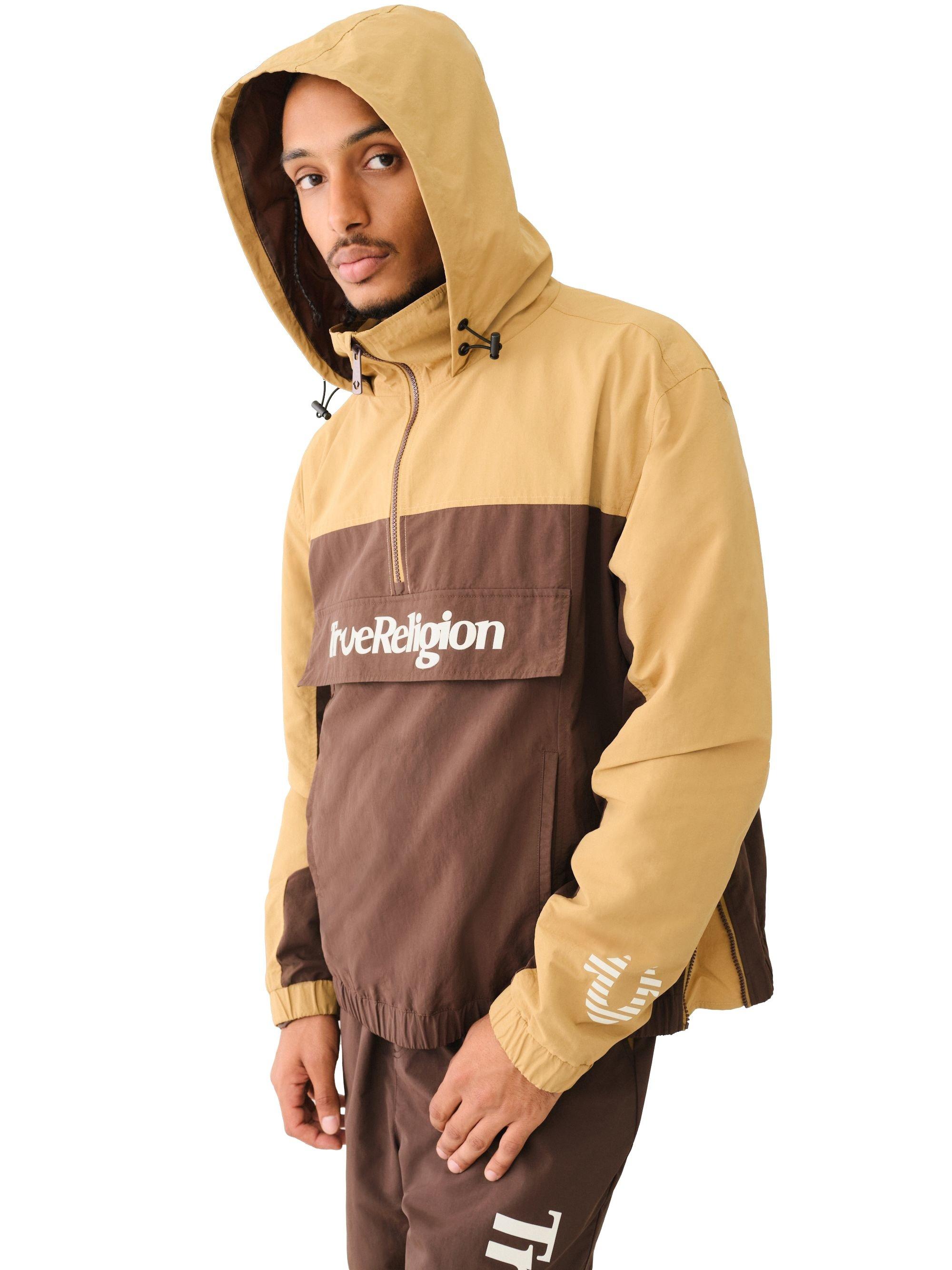 True Religion Men's Colorblock Anorak Jacket - BROWN