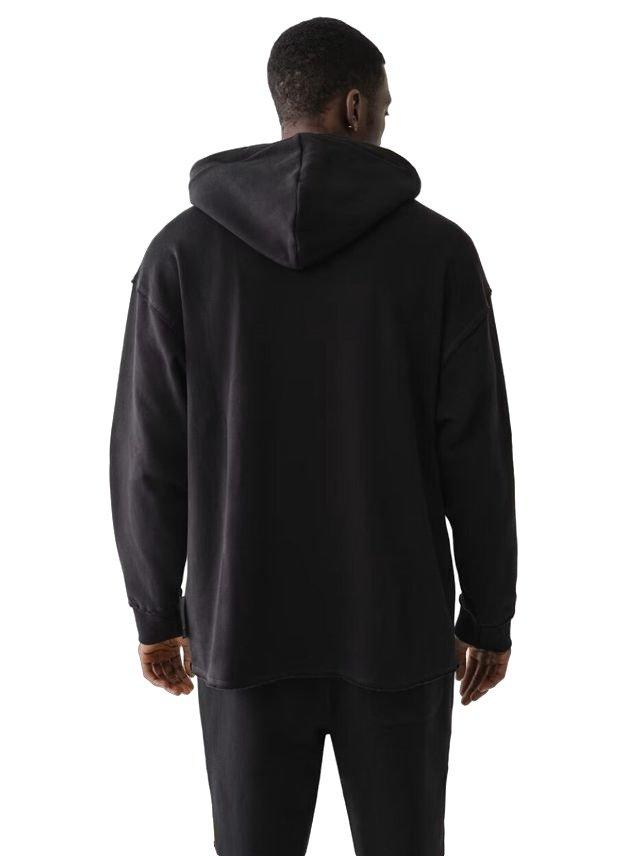 True Religion Puff Print Raw Hem Men's Black Hoodie