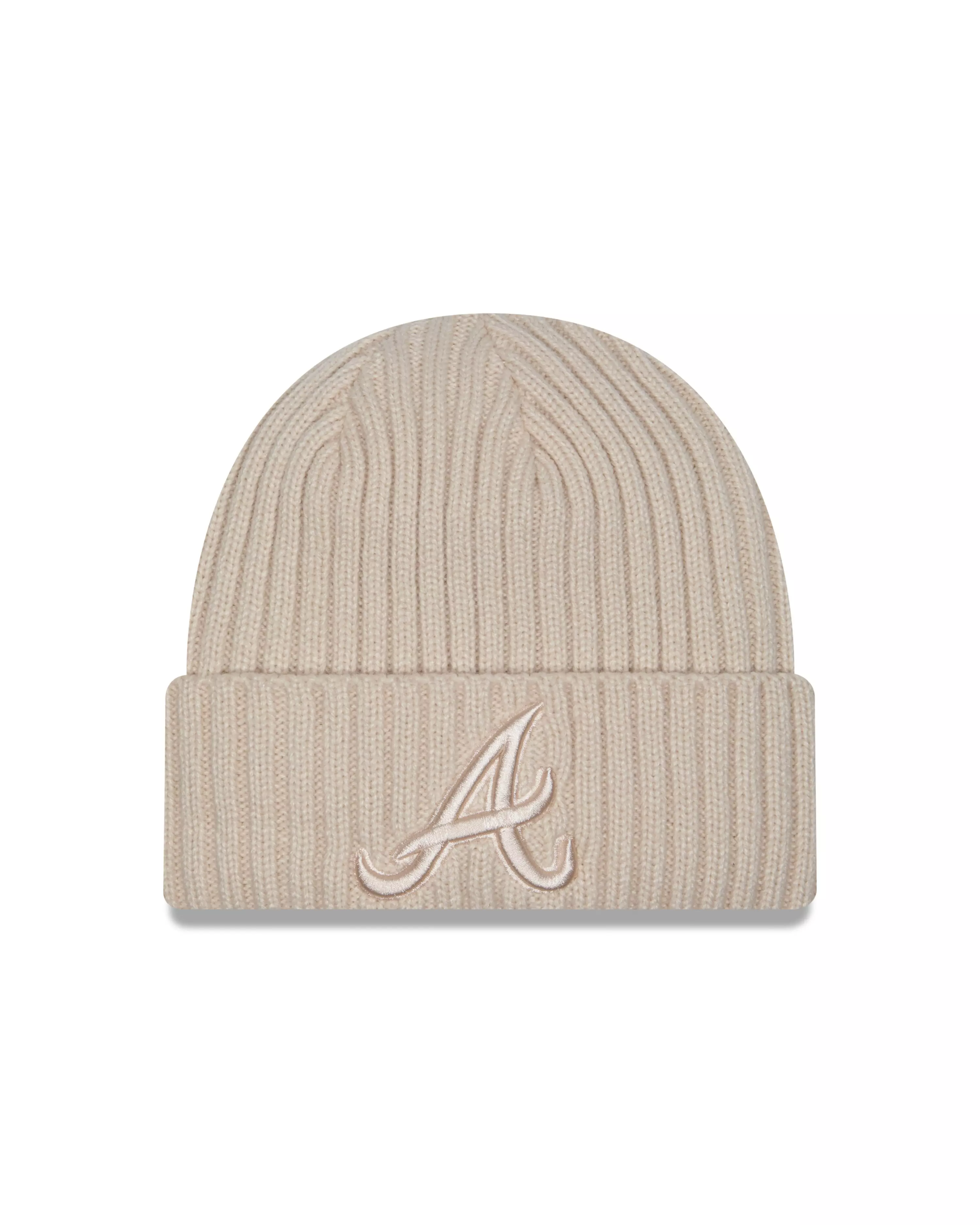 New Era Atlanta Braves Knit Cuffed Beanie-Cream - CREAM