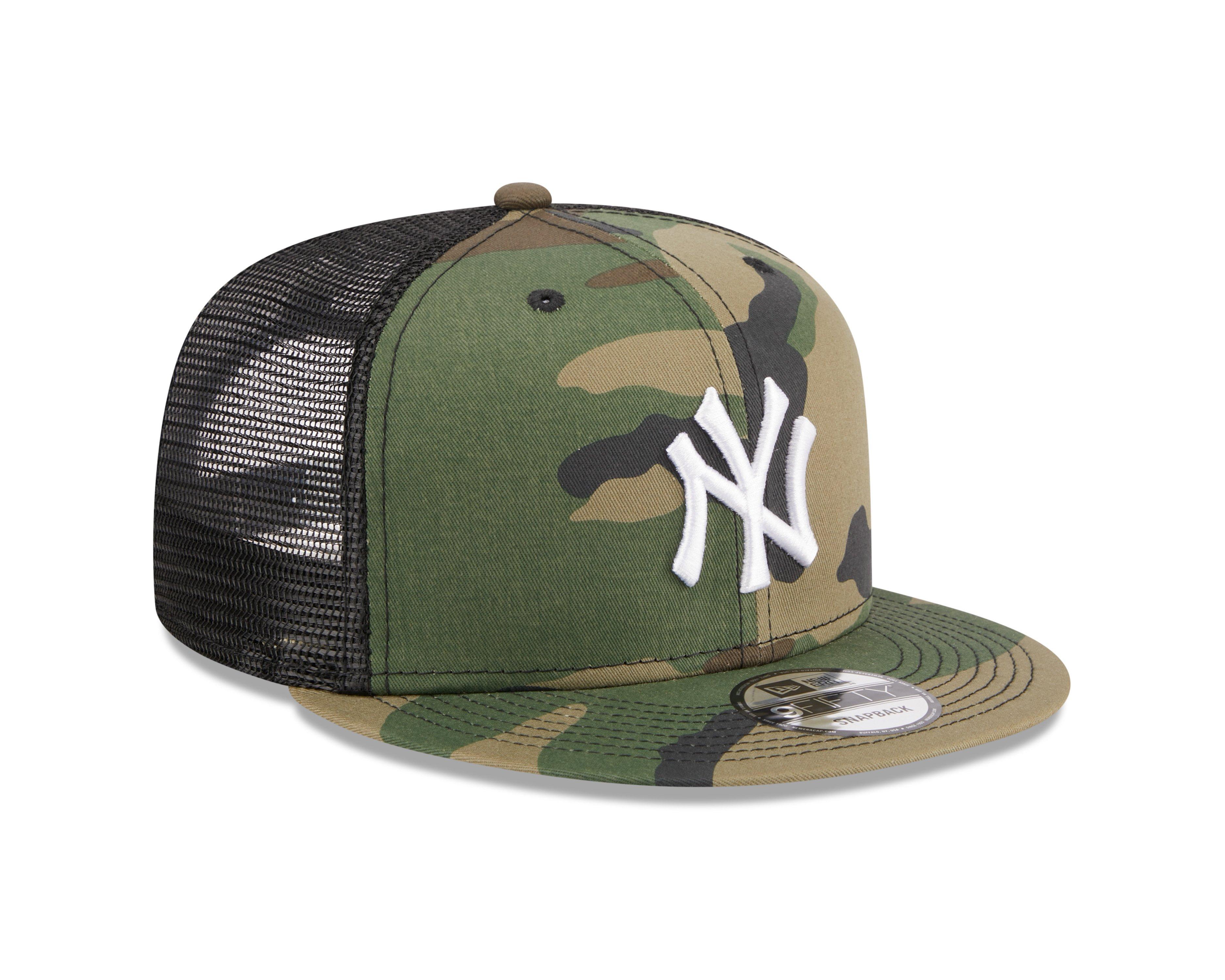 New Era New York Yankees 9FIFTY Woodland Trucker Snapback Hat - Camo - GREEN Thumbnail View 2