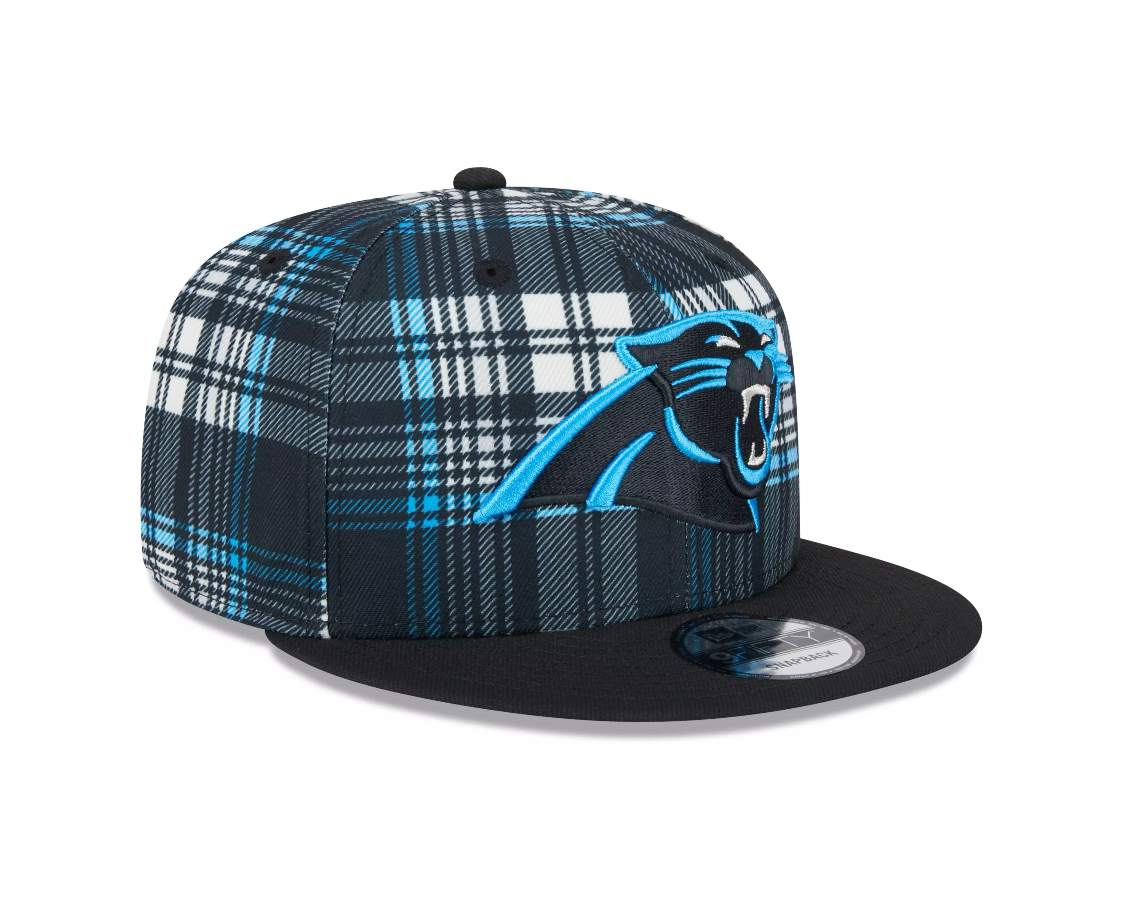 New Era Carolina Panthers 9FIFTY Plaid Snapback Black/Blue - BLACK/BLUE