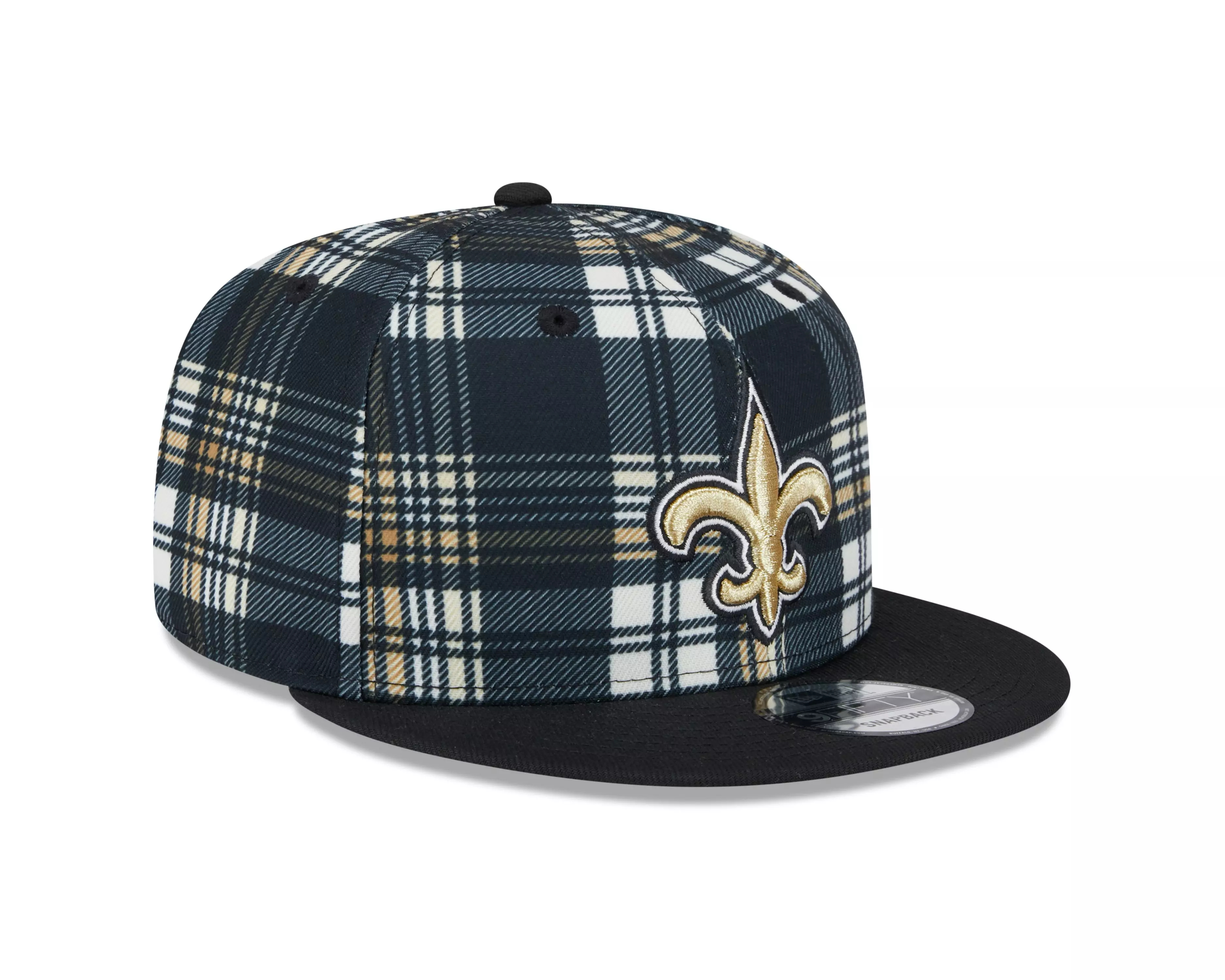 New Era New Orleans Saints 9FIFTY Plaid Snapback Black/Silver - BLACK