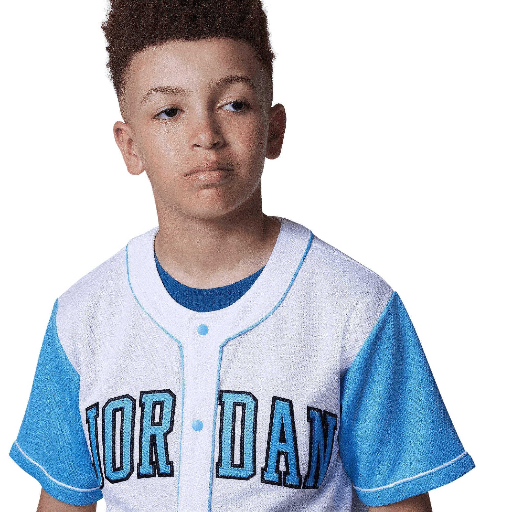 Jordan HBR Baseball Big Boys' White/Blue Jersey