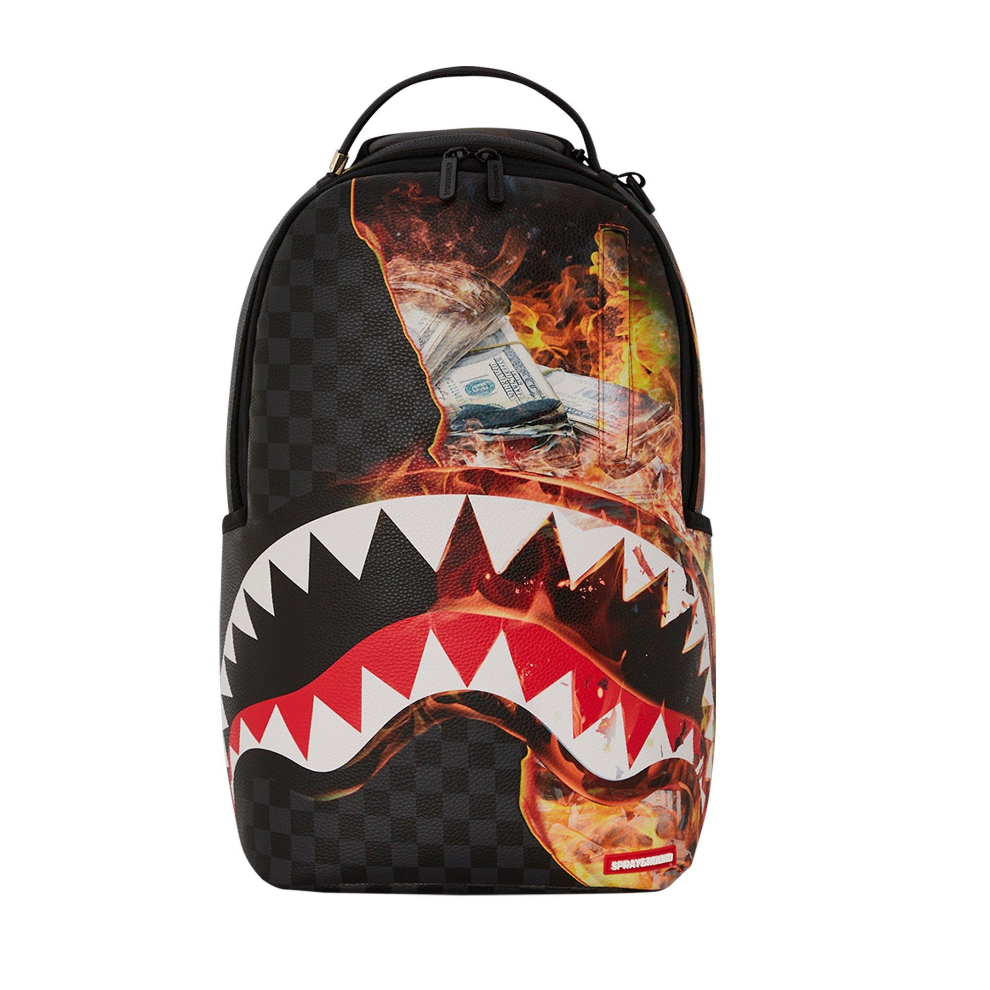 Sprayground Shark Fire Backpack - BLACK Thumbnail View 1