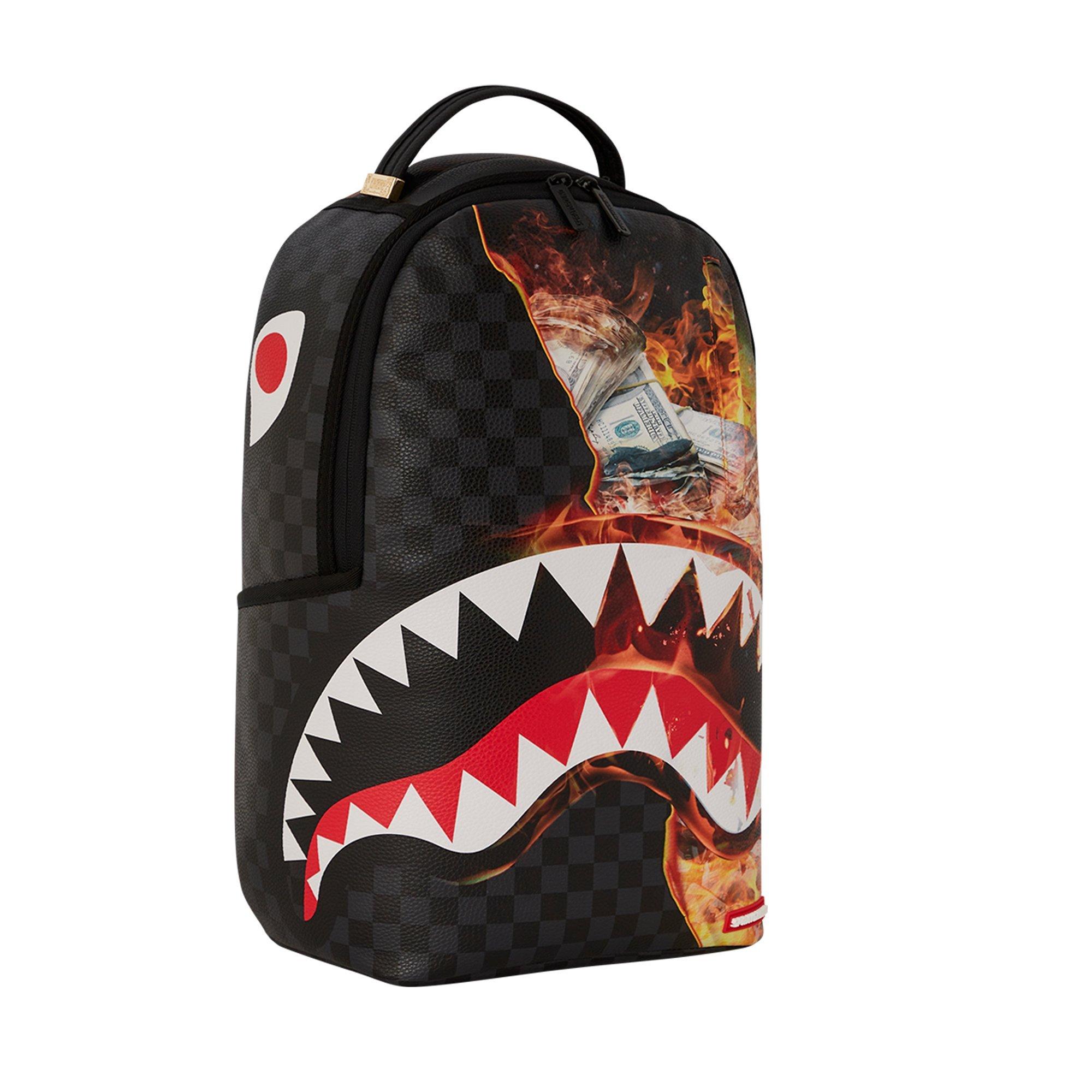 Sprayground Shark Fire Backpack - BLACK Thumbnail View 3