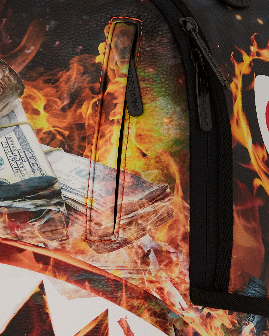 Sprayground Shark Fire Backpack - BLACK Thumbnail View 9