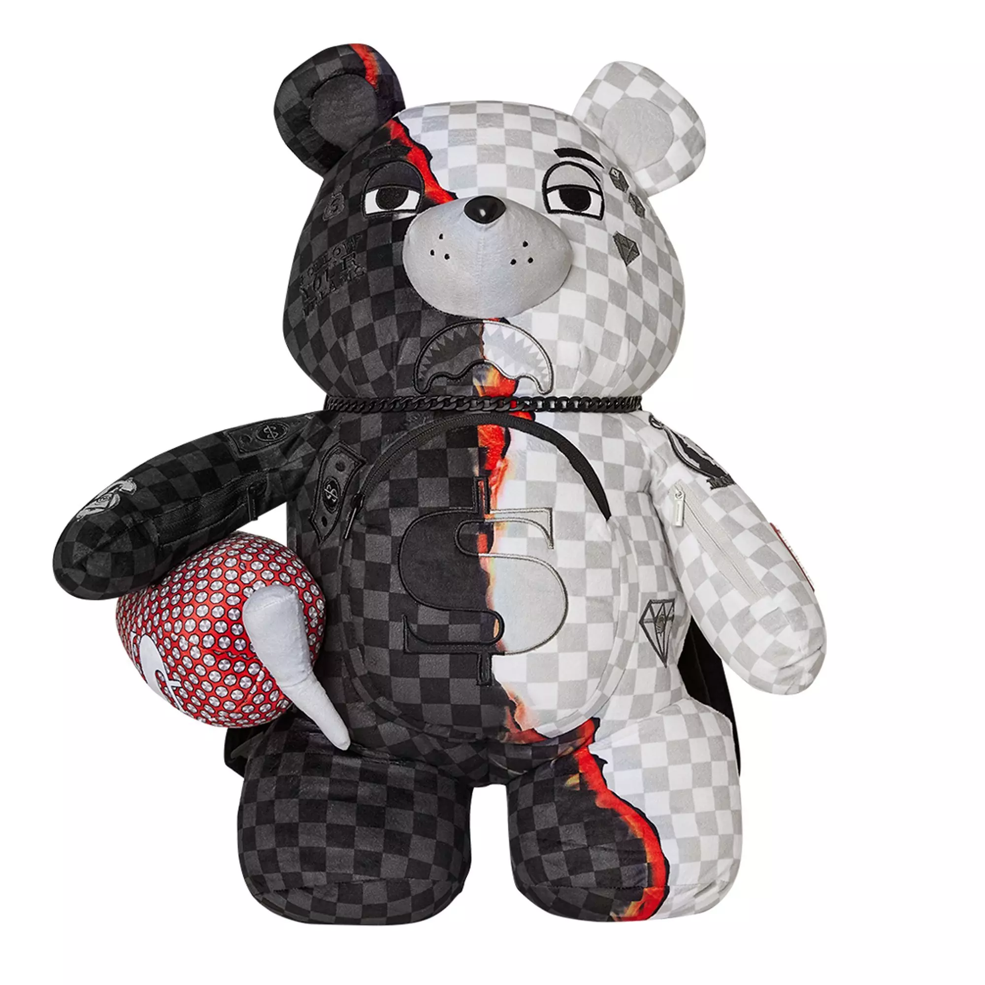 Sprayground Ring of Fire Money Bear Backpack - BLACK/WHITE