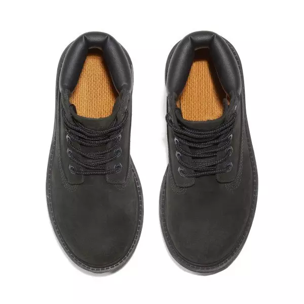 Timberland 6-Inch Premium "Black Nubuck" Grade School Kids' Boot - BLACK