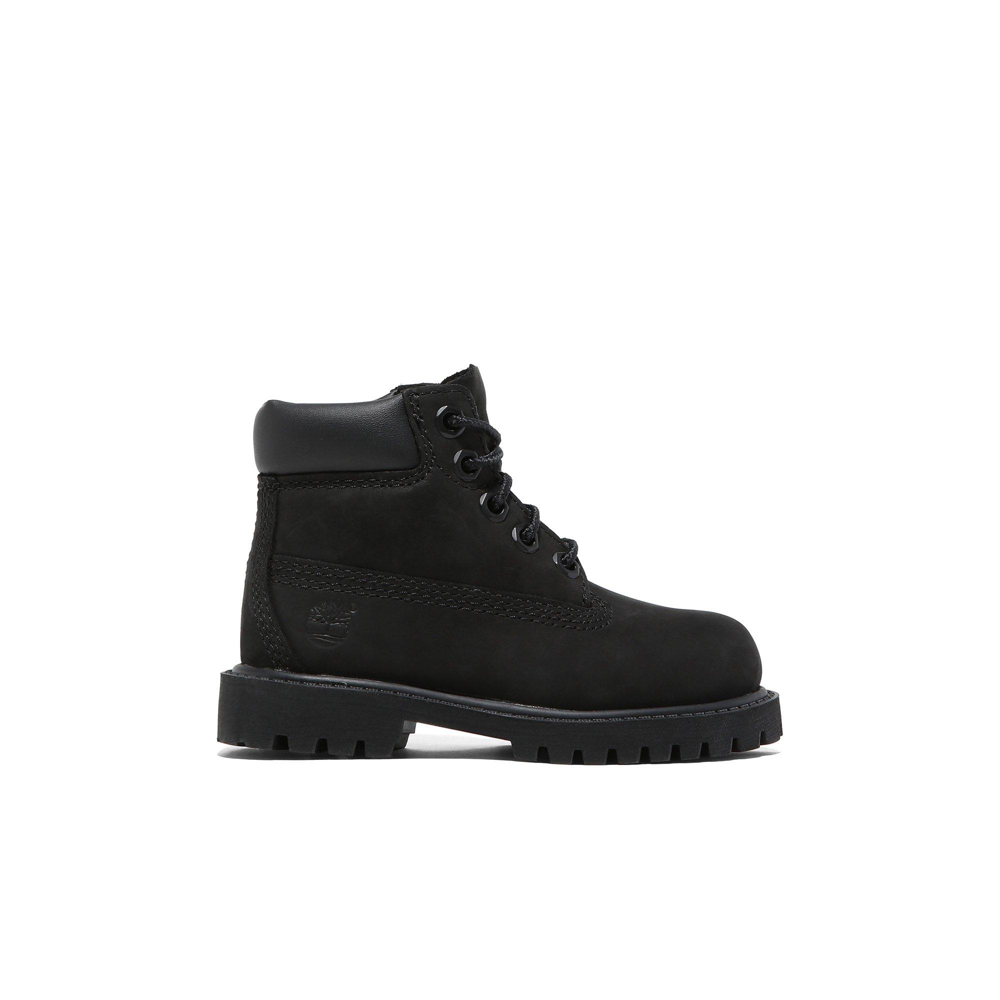 Timberland 6-Inch Premium "Black Nubuck" Toddler Kids' Boot - BLACK