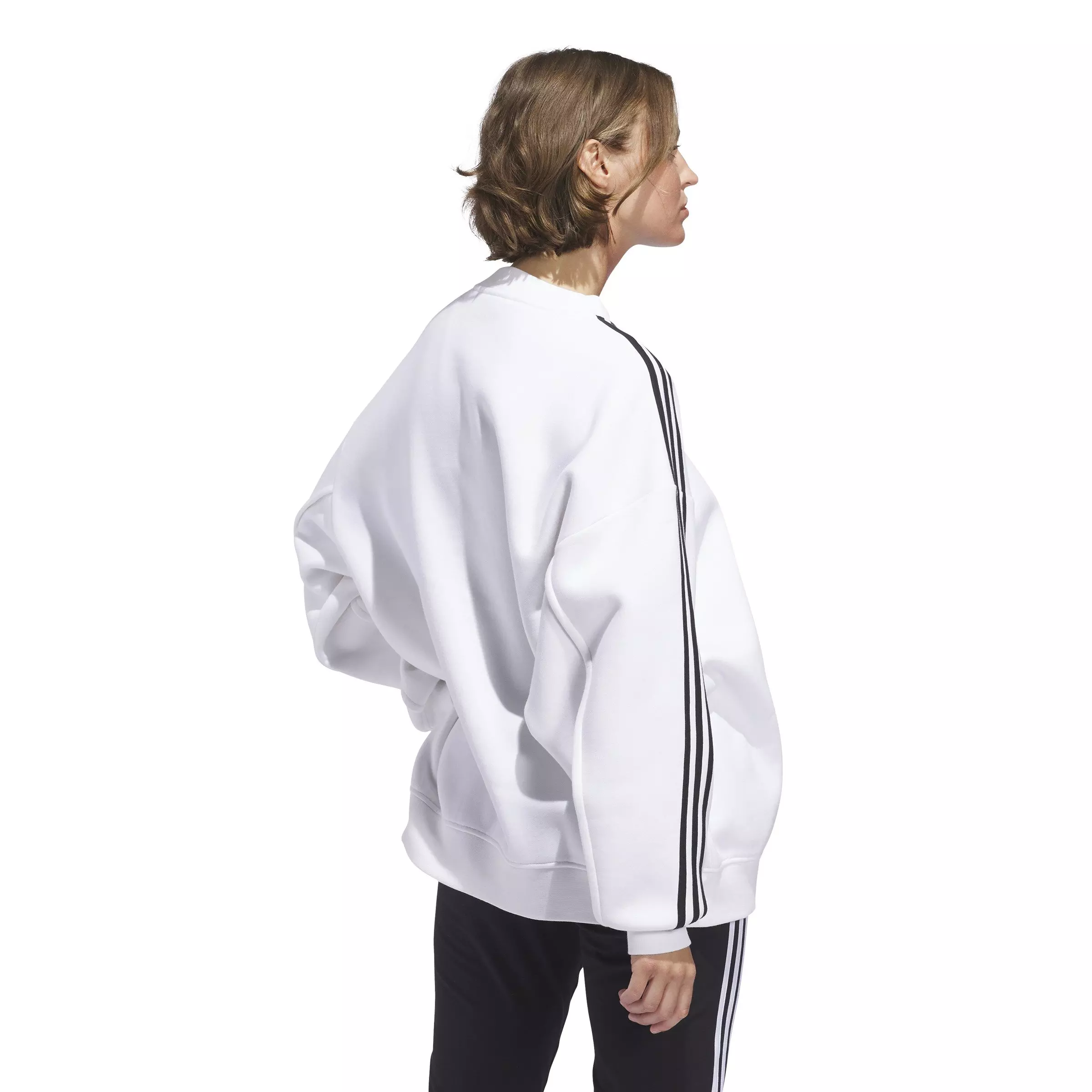 adidas Women's Script 3-Stripes Oversized Crew Sweatshirt
