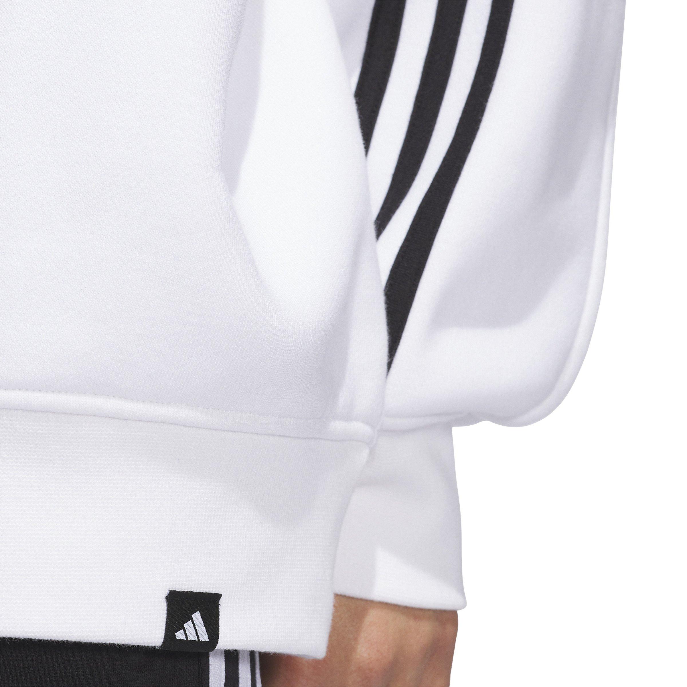 adidas Women's Script 3-Stripes Oversized Crew Sweatshirt - WHITE/BLACK Thumbnail View 3