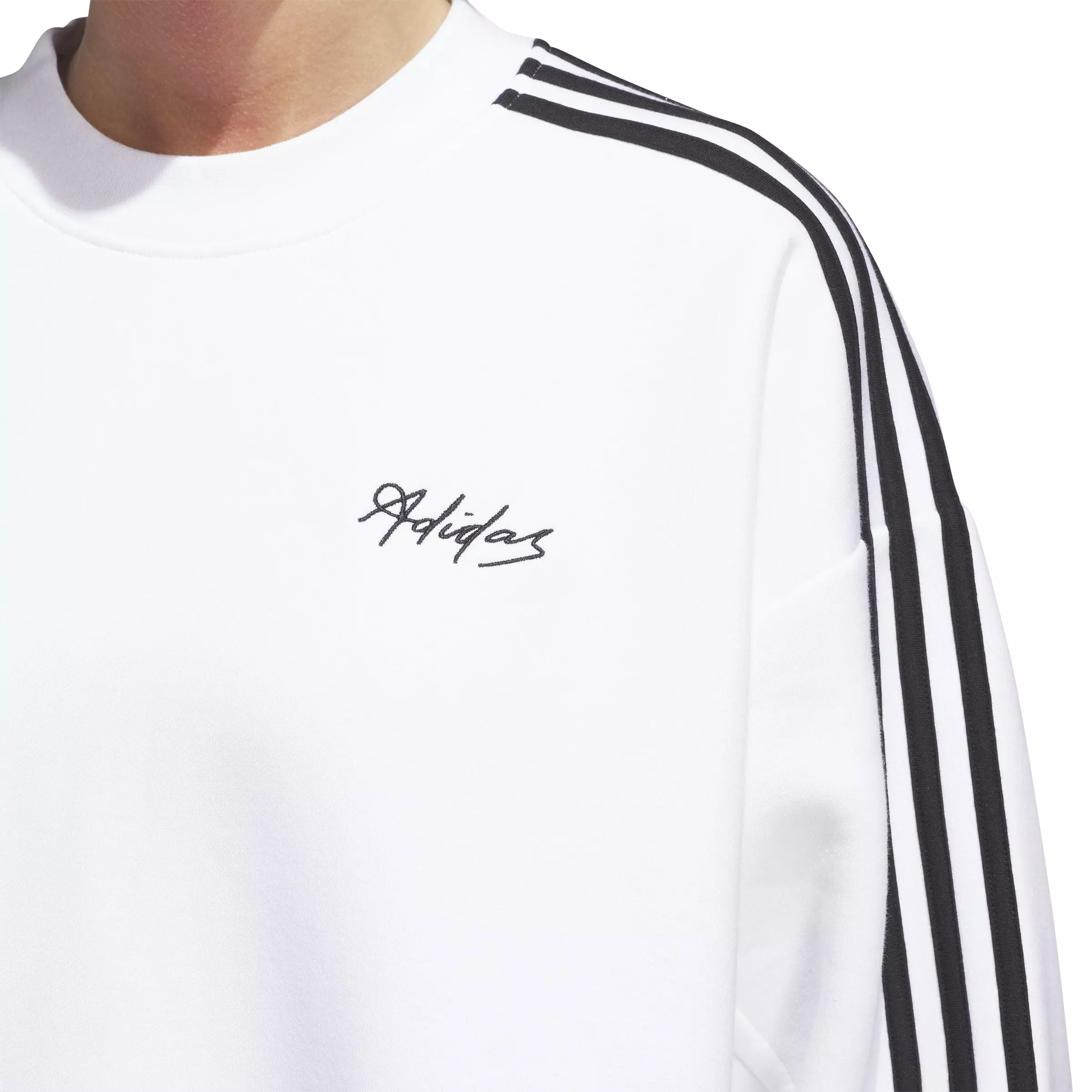 adidas Women's Script 3-Stripes Oversized Crew Sweatshirt