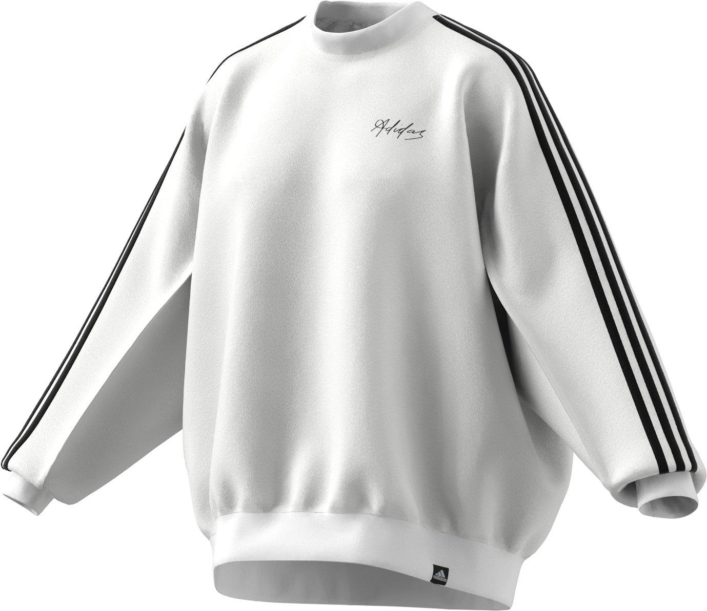 adidas Women's Script 3-Stripes Oversized Crew Sweatshirt - WHITE/BLACK Thumbnail View 6