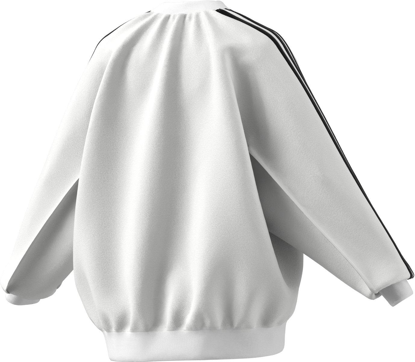 adidas Women's Script 3-Stripes Oversized Crew Sweatshirt - WHITE/BLACK Thumbnail View 7
