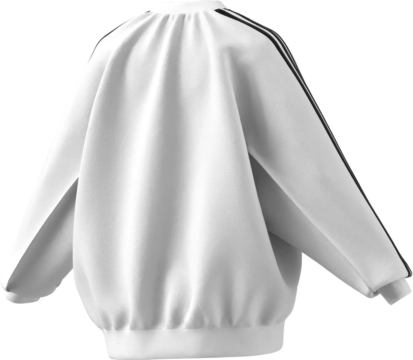 adidas Women's Script 3-Stripes Oversized Crew Sweatshirt - WHITE/BLACK
