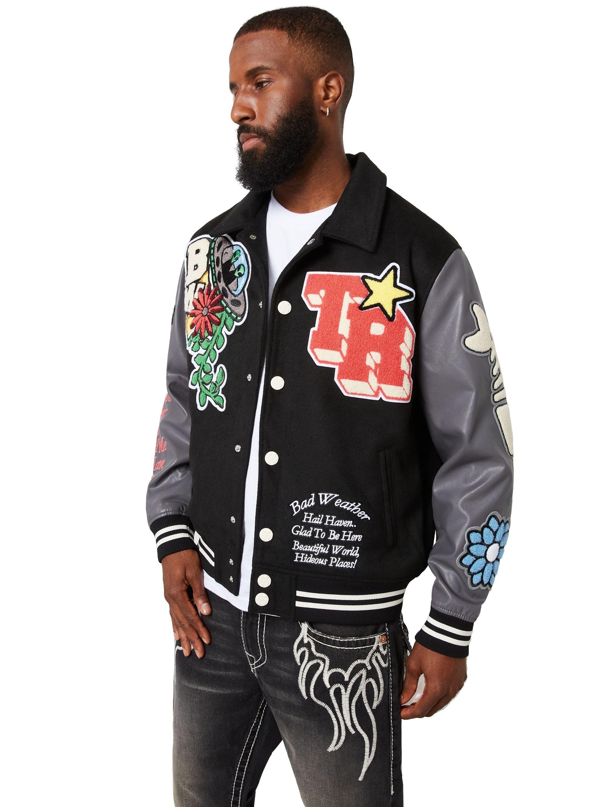 True Religion X Bad Weather Men's Varsity Jacket - BLACK