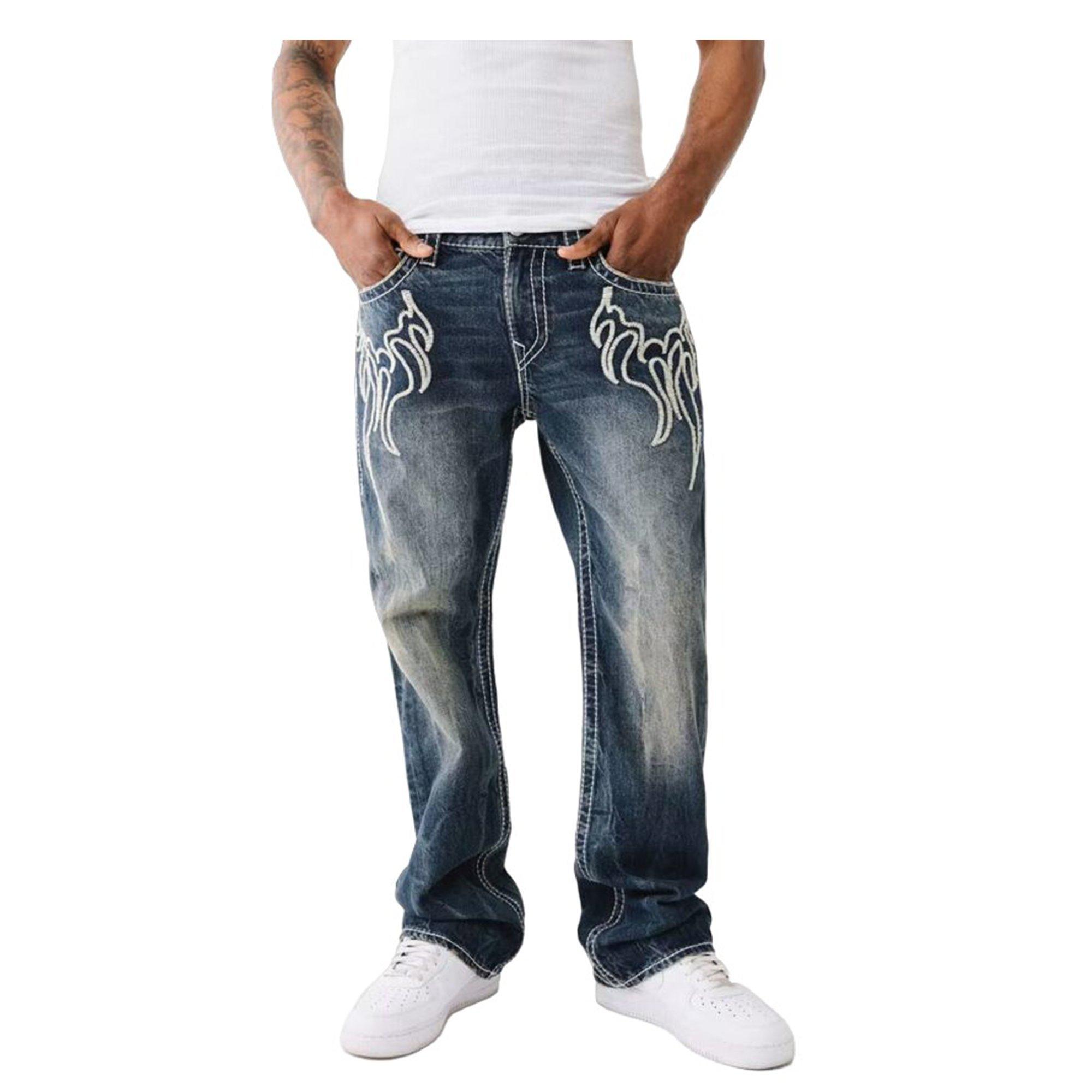 True Religion X Bad Weather Men's Flame Billy Denim Jeans - Indigo - BLACK