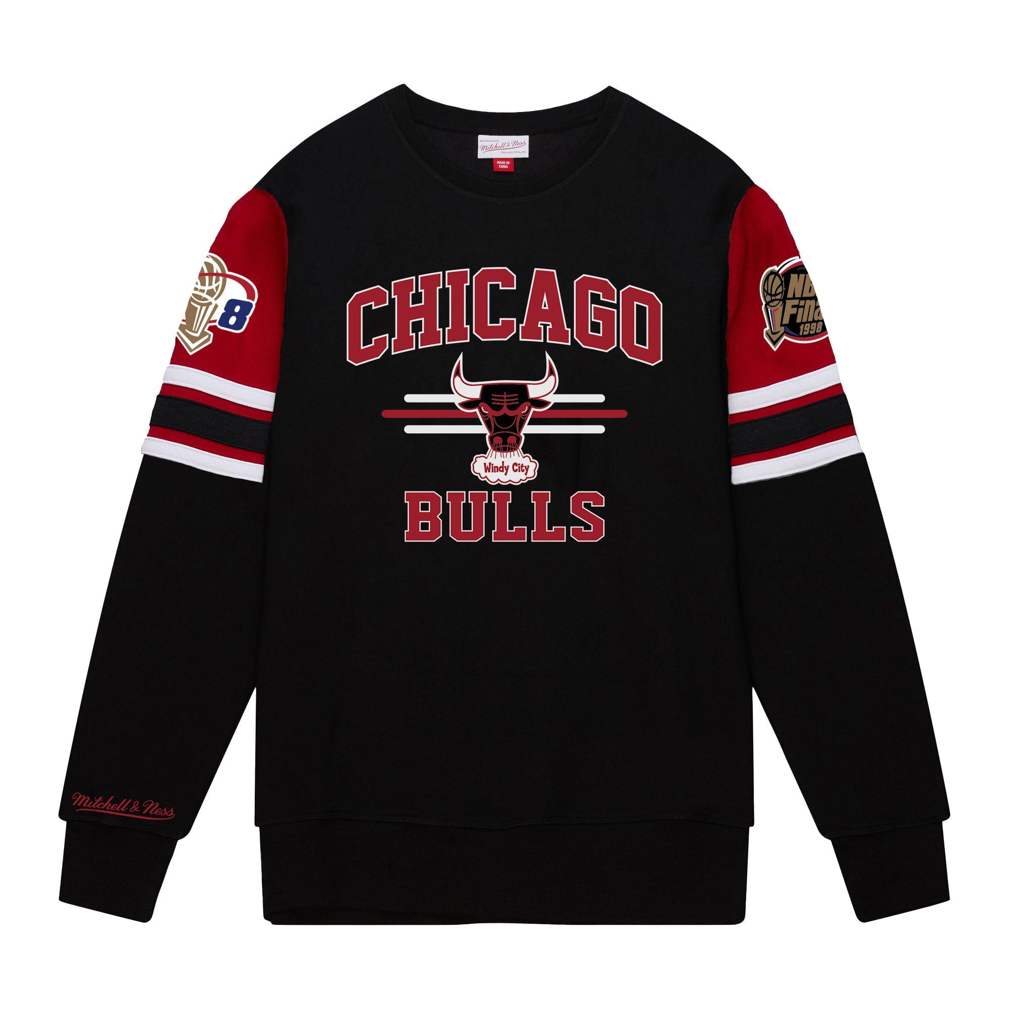 Mitchell & Ness BULLS シューティングシャツXL Men's Black Chicago Bulls Vintage Logo Allover Long Sleeve T