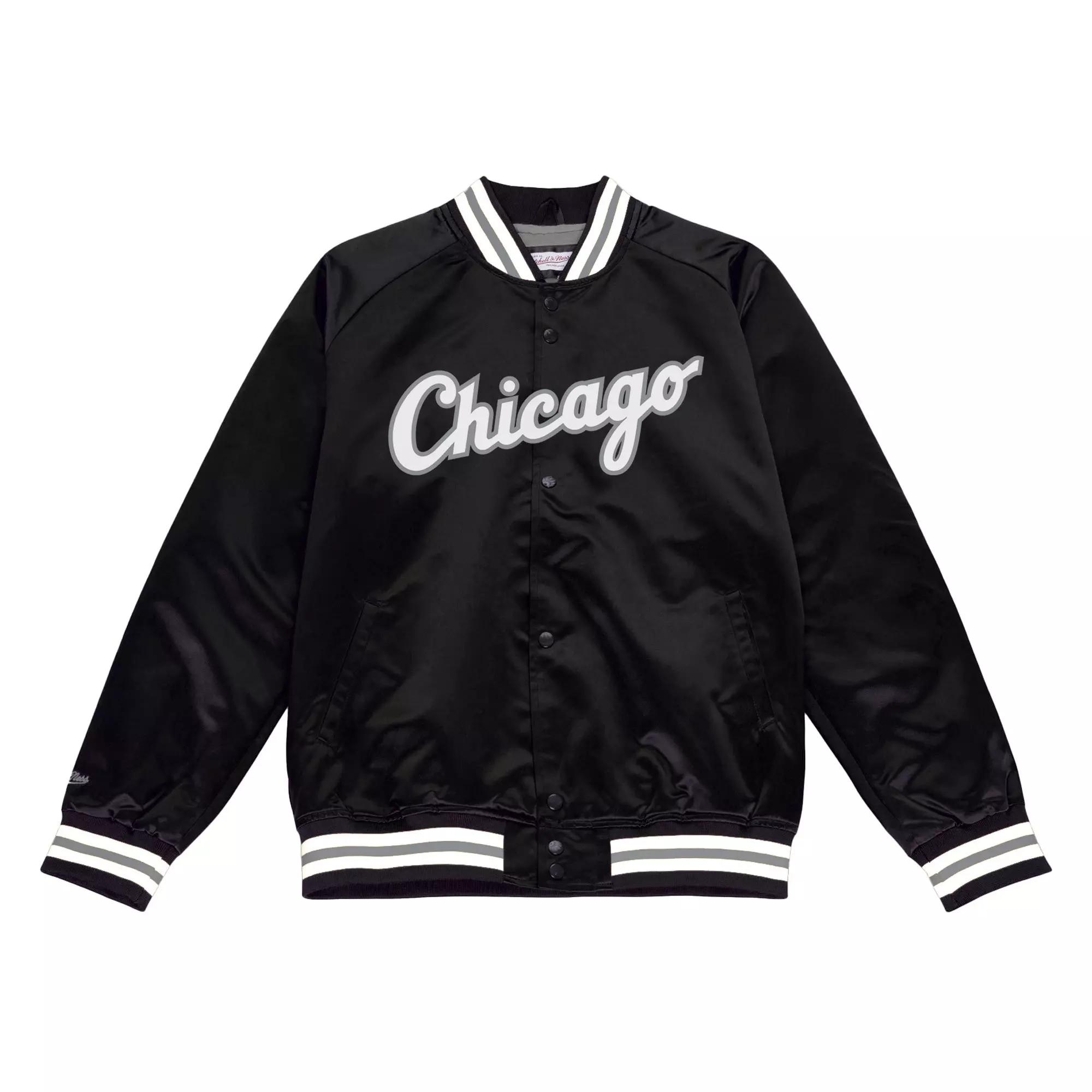 Mitchell & Ness Men's Chicago White Sox Light Weight Satin Jacket - Black - BLACK