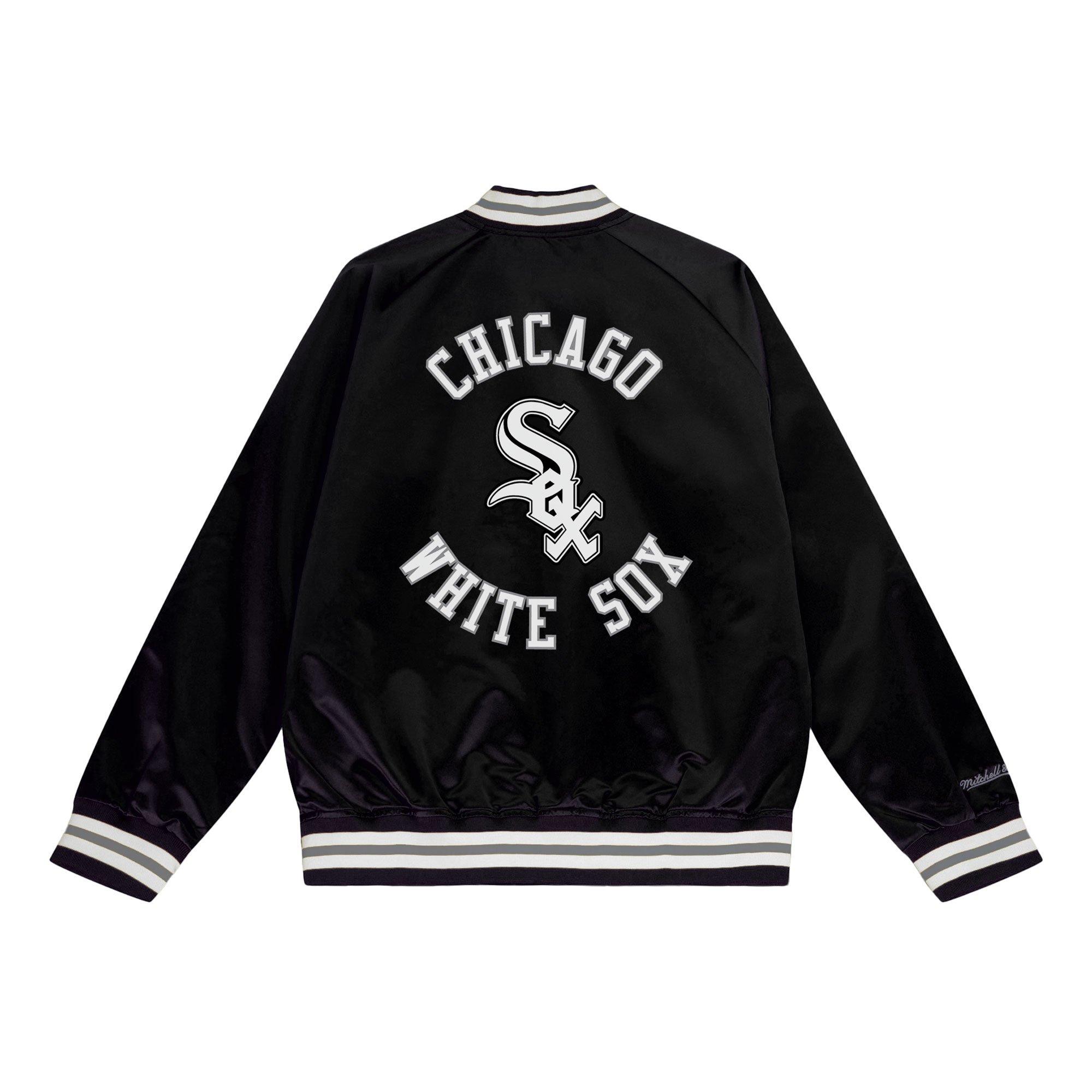 Mitchell & Ness Men's Chicago White Sox Light Weight Satin Jacket-Black - BLACK Thumbnail View 2