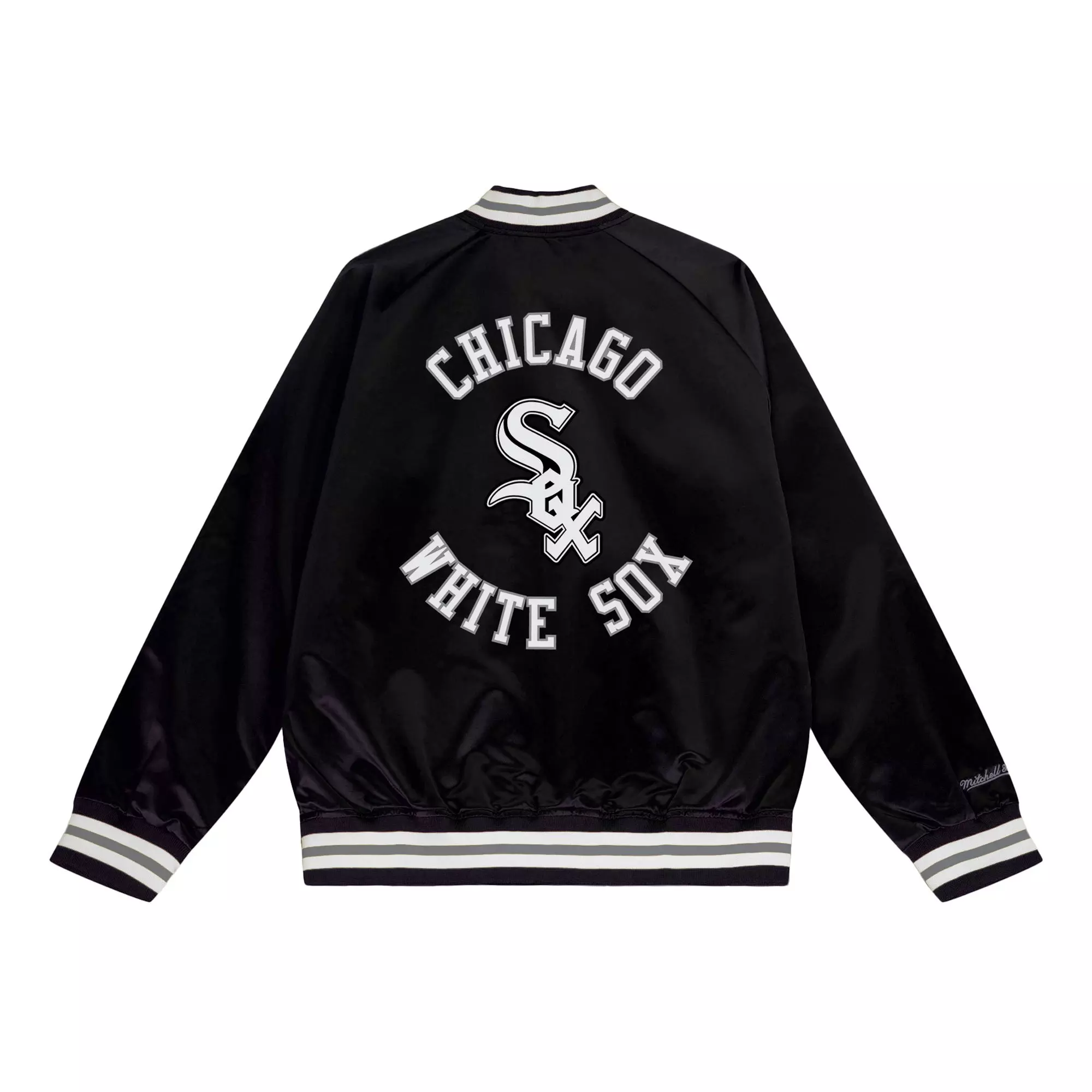 Mitchell & Ness Men's Chicago White Sox Light Weight Satin Jacket-Black - BLACK