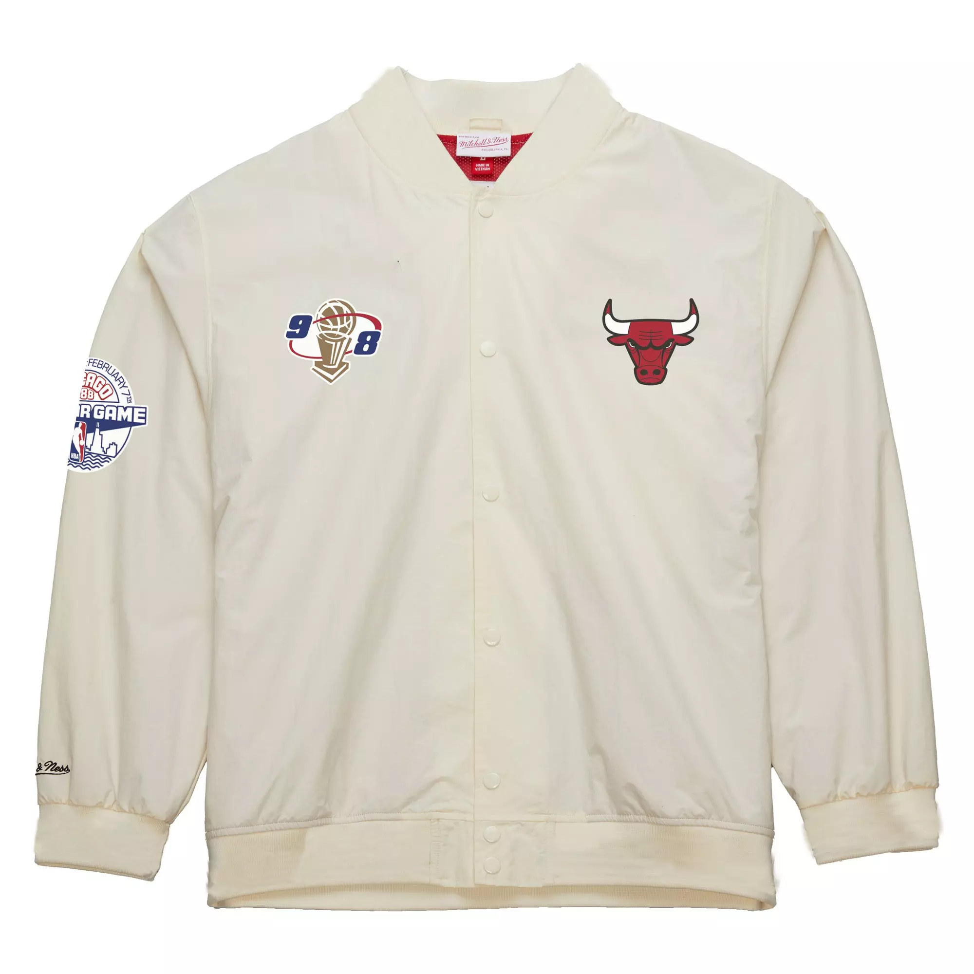 Mitchell & Ness Men's Chicago Bulls 6 Rings Satin Jacket-Tan - TAN