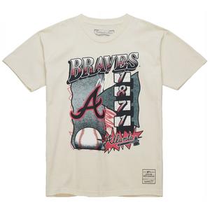 Mitchell & Ness Men's Atlanta Braves Overspray Short Sleeve Tee-Cream