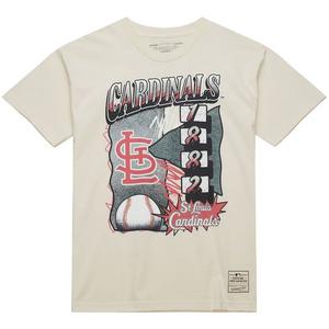 Mitchell & Ness Men's St. Louis Cardinals Overspray Short Sleeve Tee-Cream
