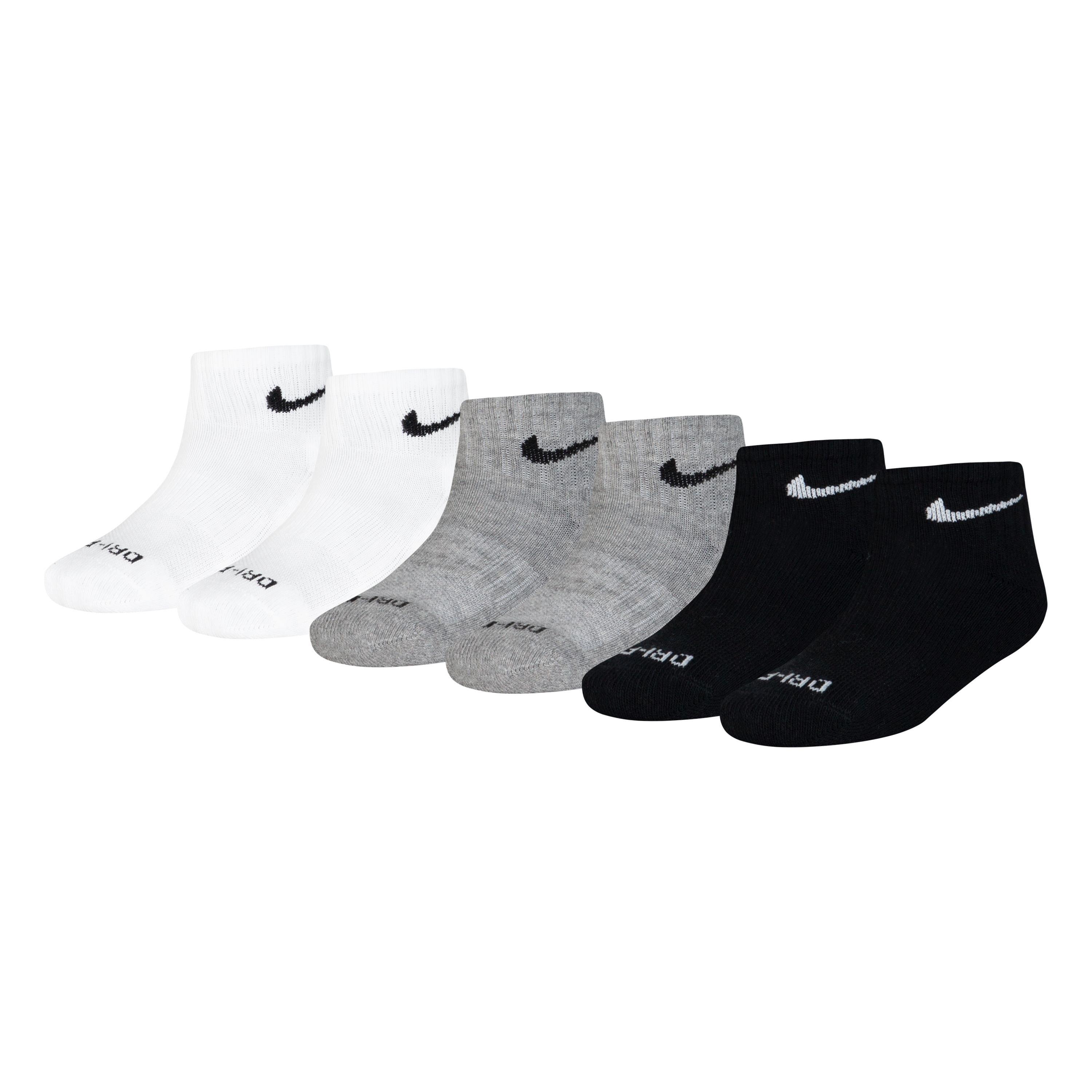Nike Dri-FIT Ankle Little Kids' Black/White/Grey Length Socks (6 Pack)