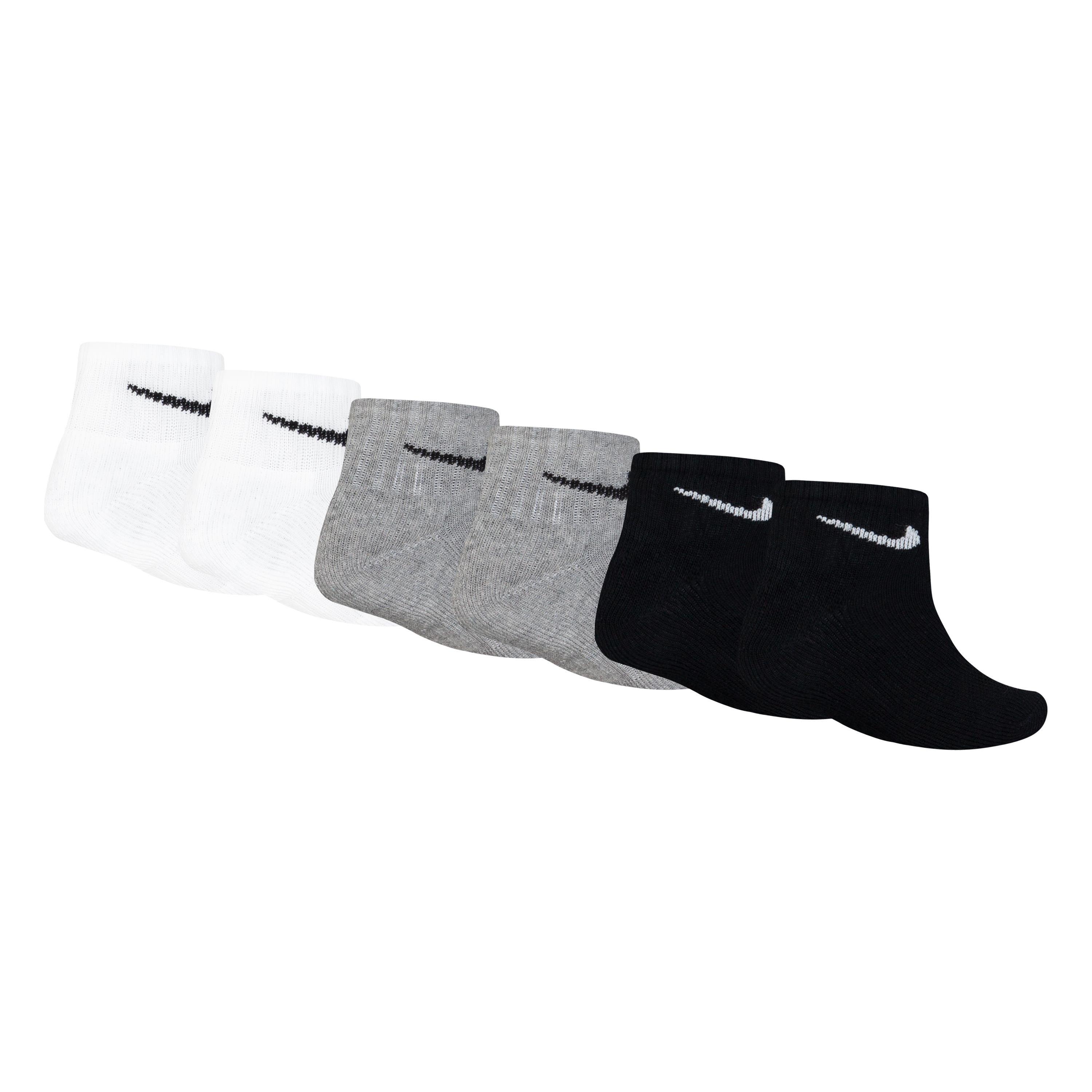 Nike Dri-FIT Ankle Little Kids' Black/White/Grey Length Socks (6 Pack)