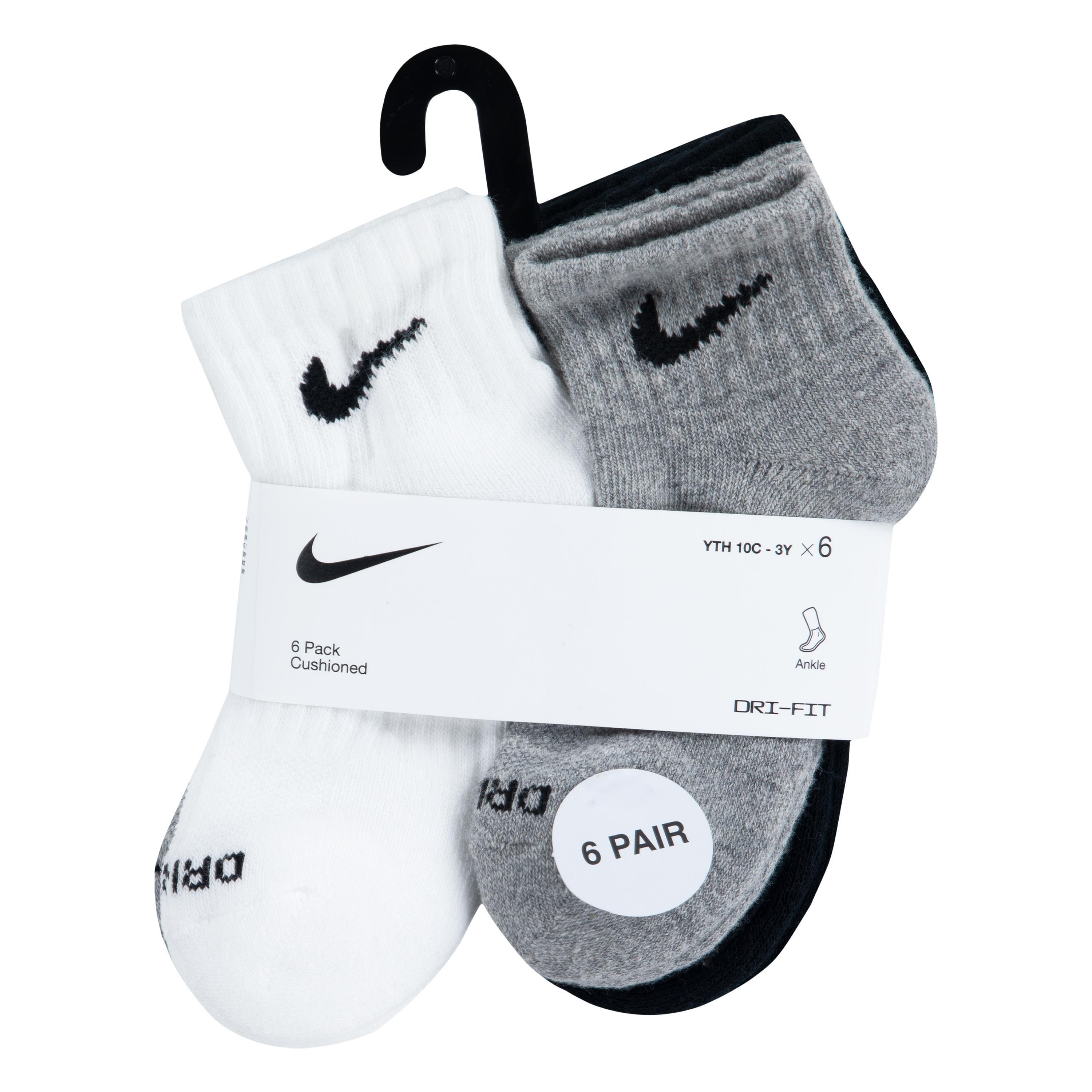 Nike Dri-FIT Ankle Length Socks (6 Pack) - Black/White