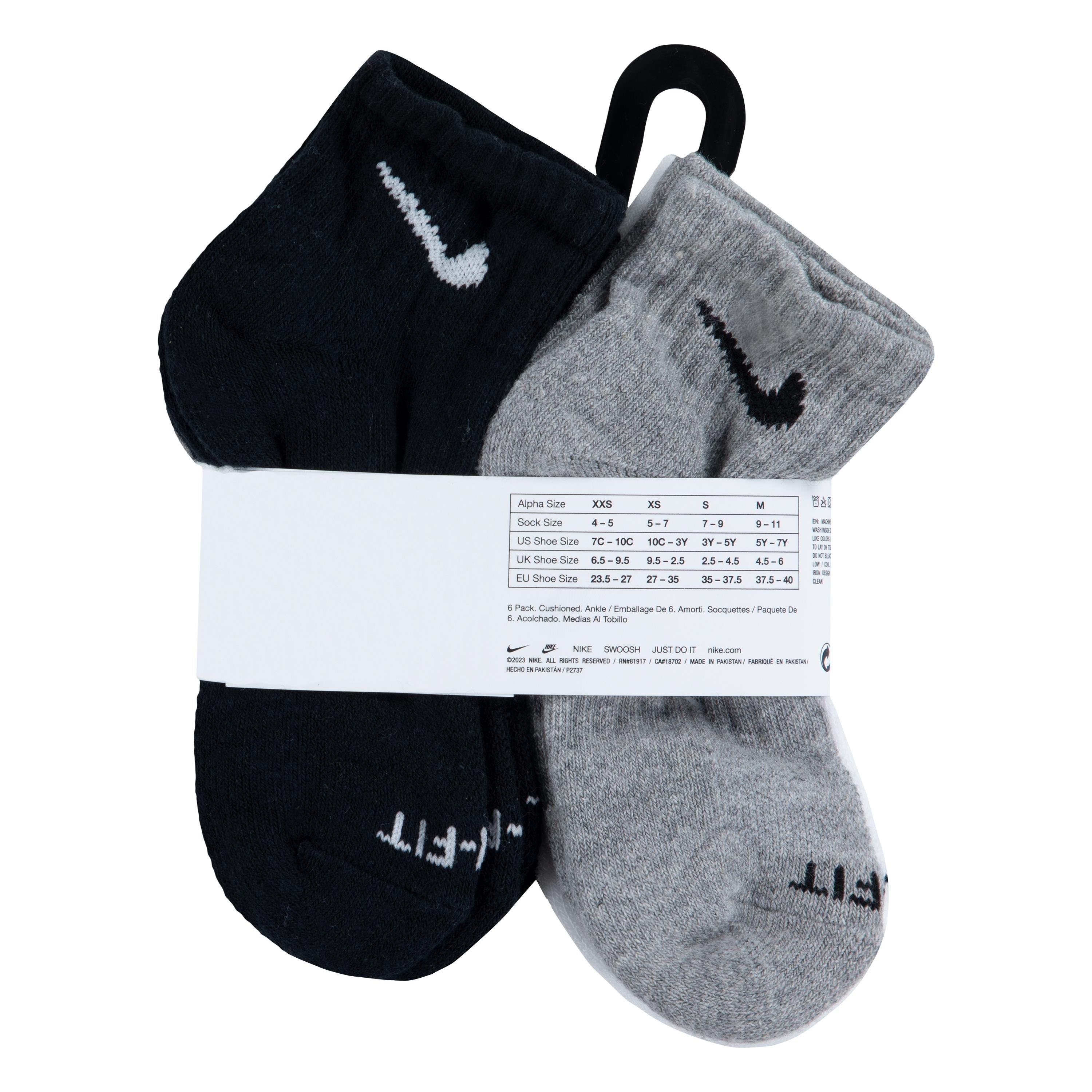 Nike Dri-FIT Ankle Length Socks (6 Pack) - Black/White