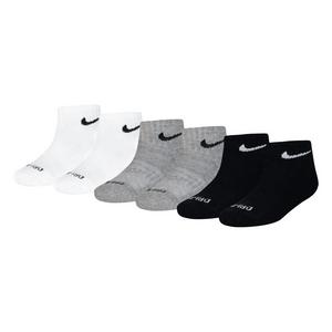 Nike Little Kids' Dri-FIT Ankle Length Socks (6 Pack) - Black/White/Grey