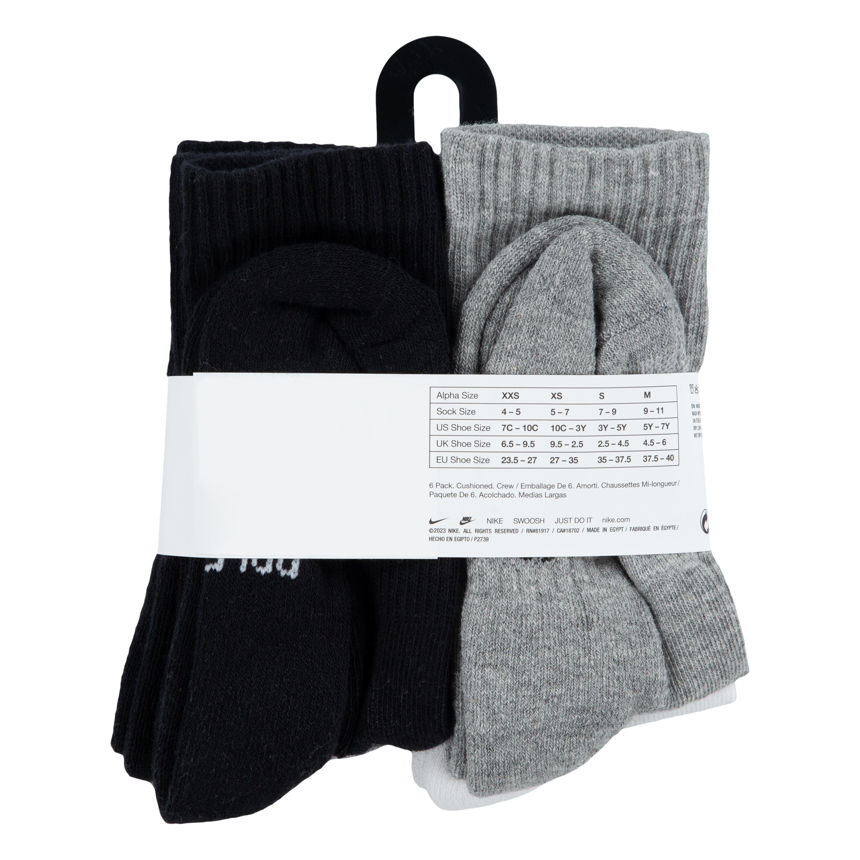 Nike Kids' Dri-FIT 6-Pack Crew Socks - Black/White/Grey