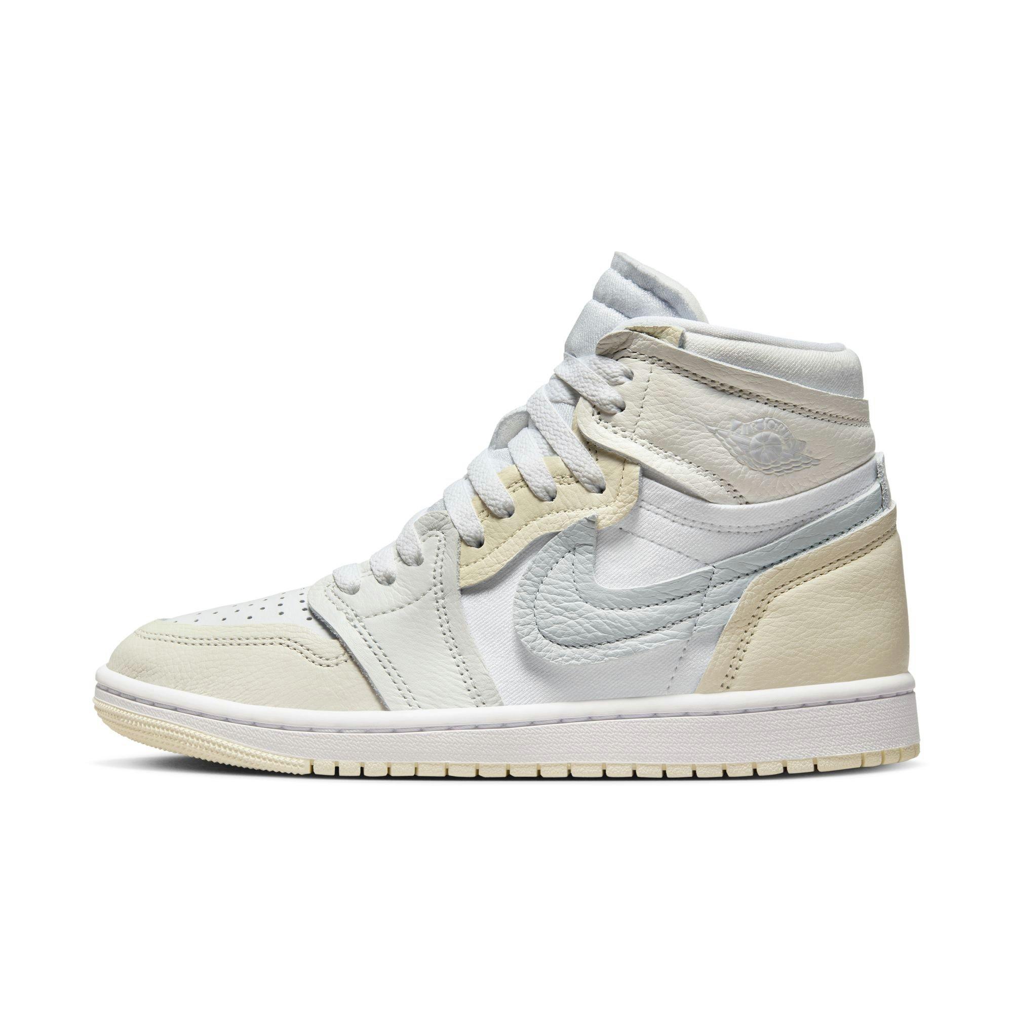 Jordan 1 High Method of Make "White/Pure Platinum/Sail/Coconut Milk" Women's Shoe - WHITE/SILVER Thumbnail View 3