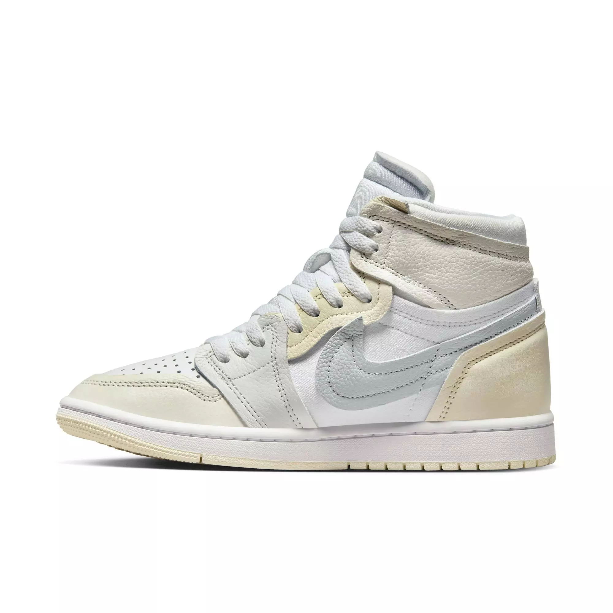 Jordan 1 High Method of Make "White/Pure Platinum/Sail/Coconut Milk" Women's Shoe - WHITE/SILVER