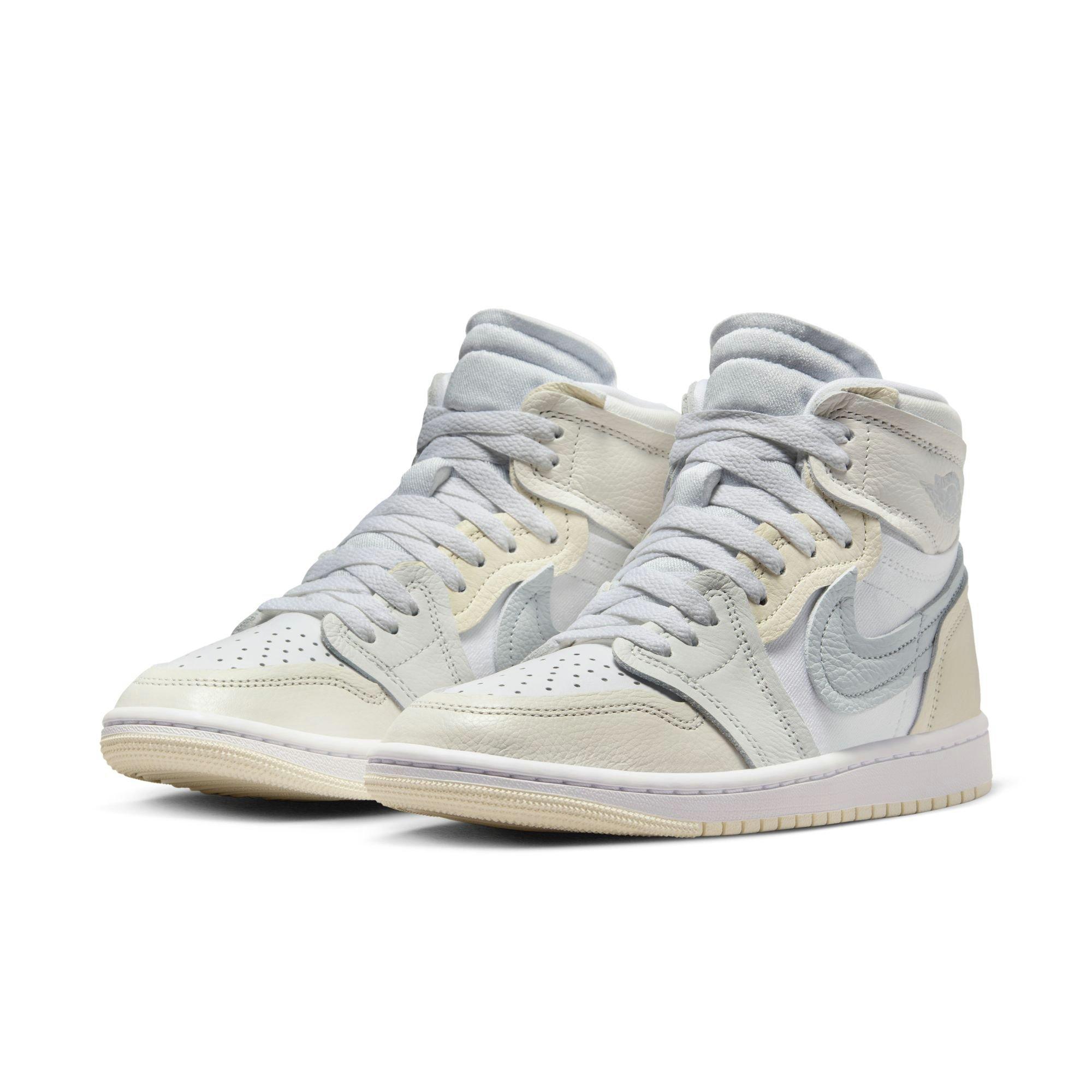 Jordan 1 High Method of Make "White/Pure Platinum/Sail/Coconut Milk" Women's Shoe - WHITE/SILVER Thumbnail View 5