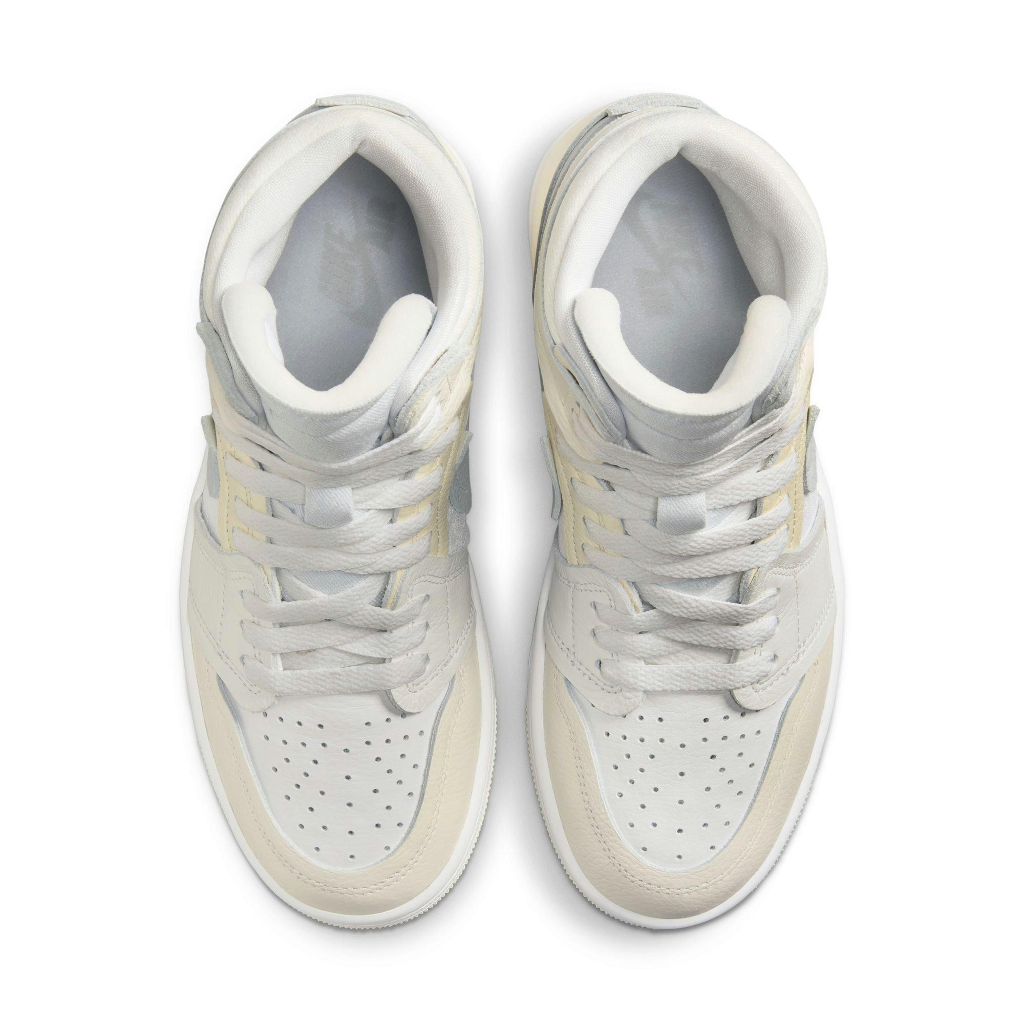 Jordan 1 High Method of Make "White/Pure Platinum/Sail/Coconut Milk" Women's Shoe - WHITE/SILVER Thumbnail View 7