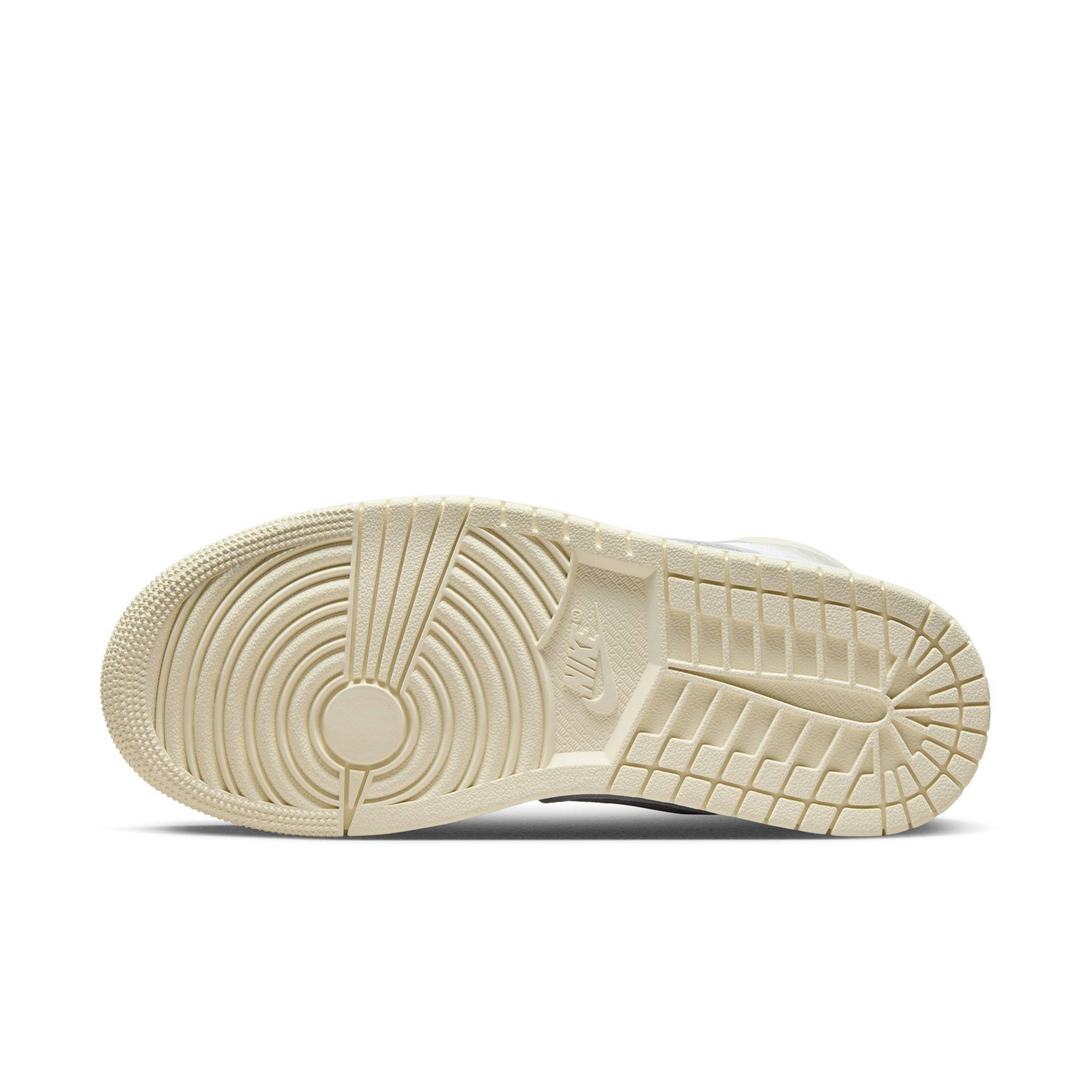 Jordan 1 High Method of Make "White/Pure Platinum/Sail/Coconut Milk" Women's Shoe - WHITE/SILVER Thumbnail View 9