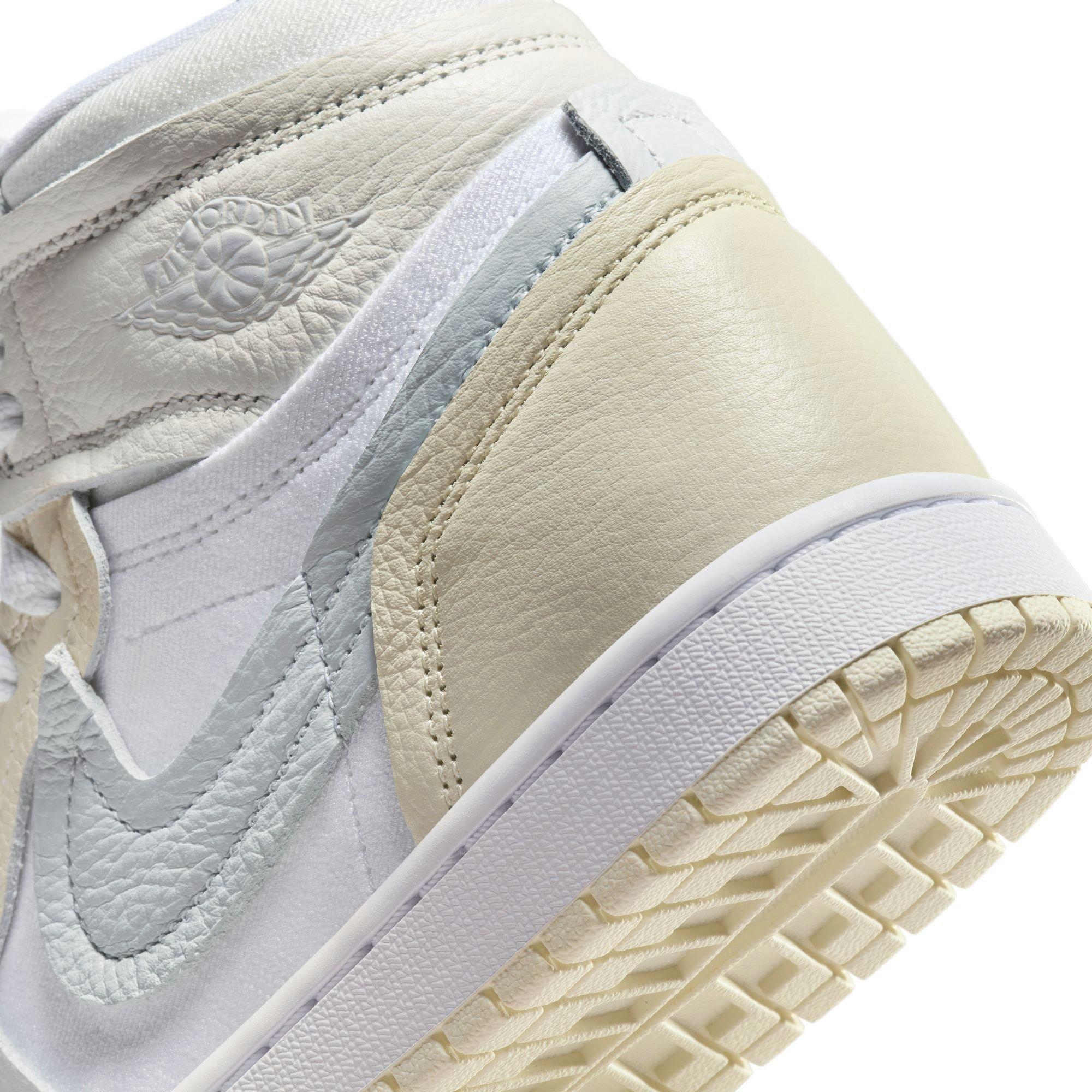 Jordan 1 High Method of Make "White/Pure Platinum/Sail/Coconut Milk" Women's Shoe - WHITE/SILVER Thumbnail View 11