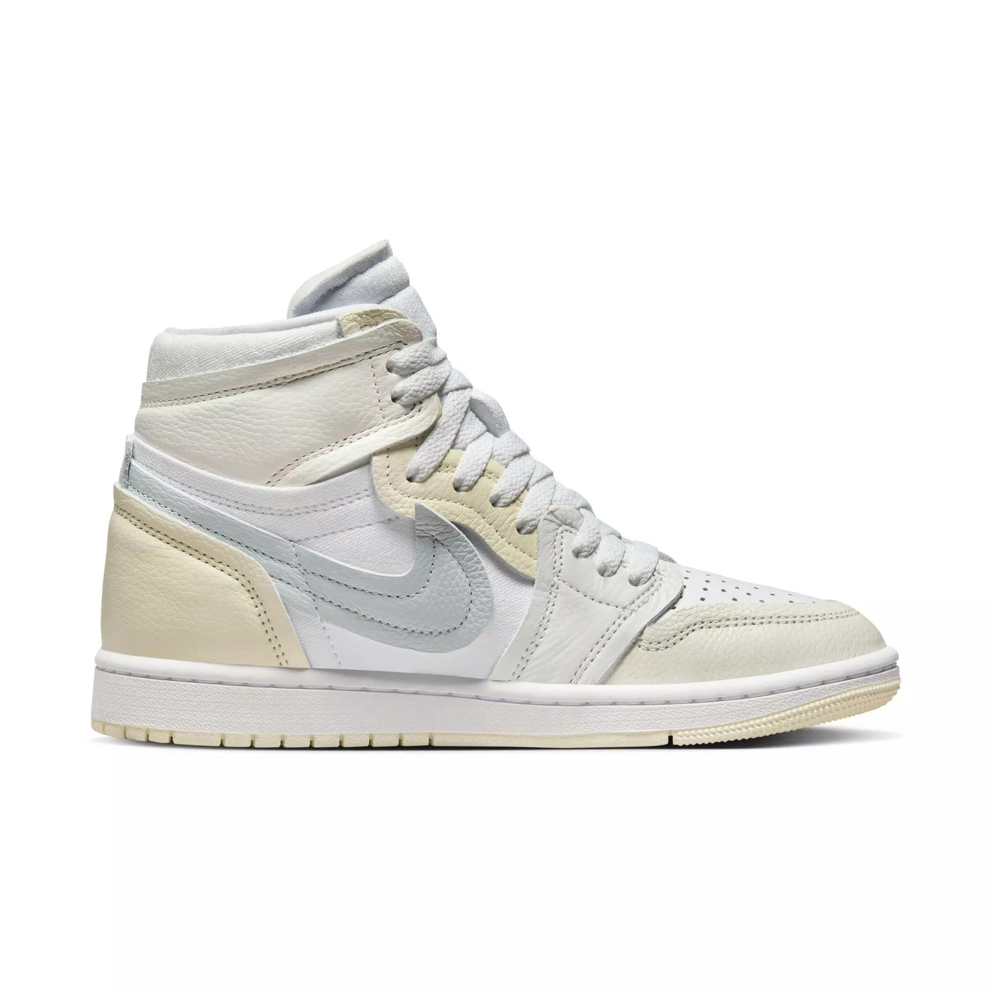 Jordan 1 High Method of Make "White/Pure Platinum/Sail/Coconut Milk" Women's Shoe - WHITE/SILVER