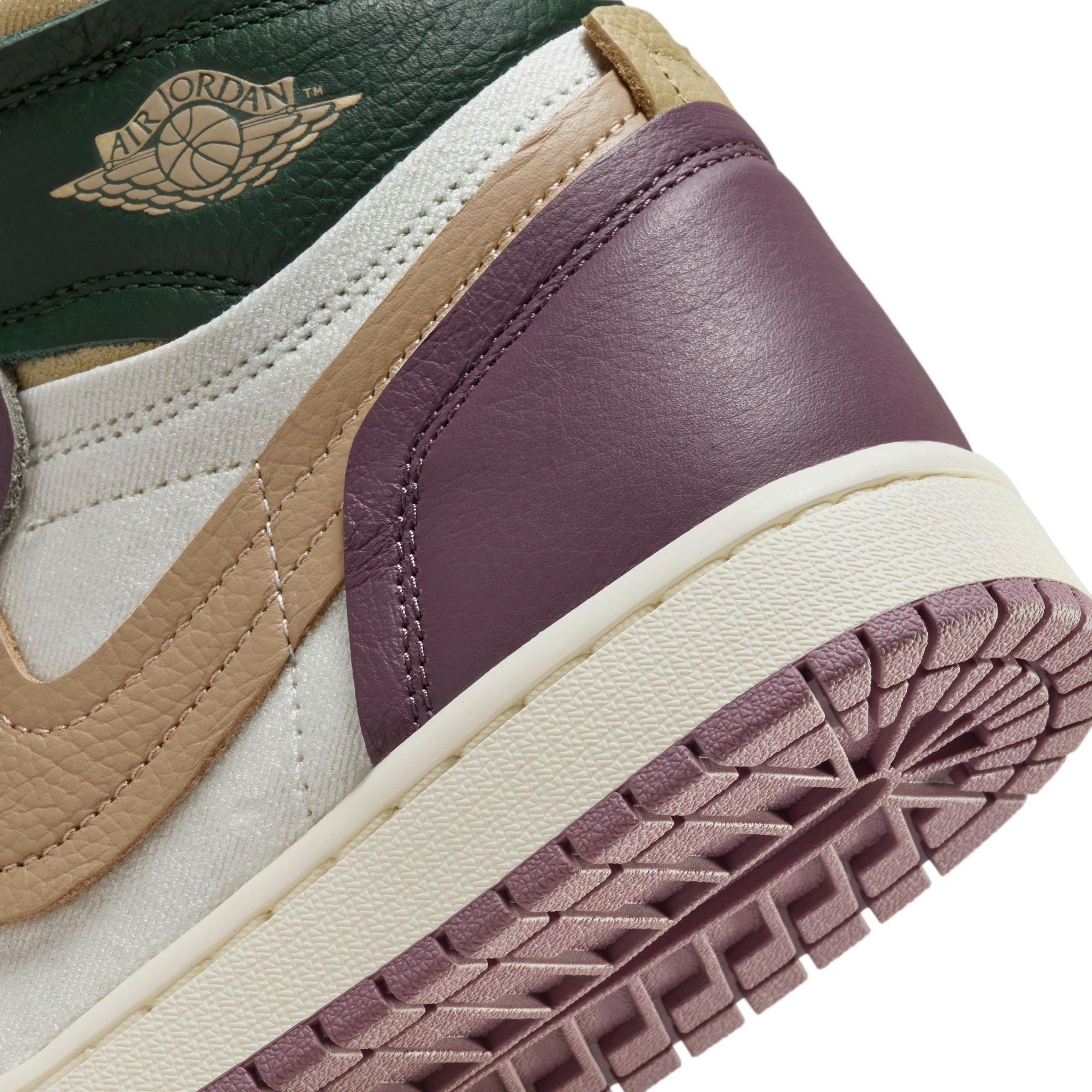 Jordan 1 High Method of Make "Galactic Jade/Desert/Sail/Sky J Mauve" Women's Shoe - GREEN/TAN Thumbnail View 11